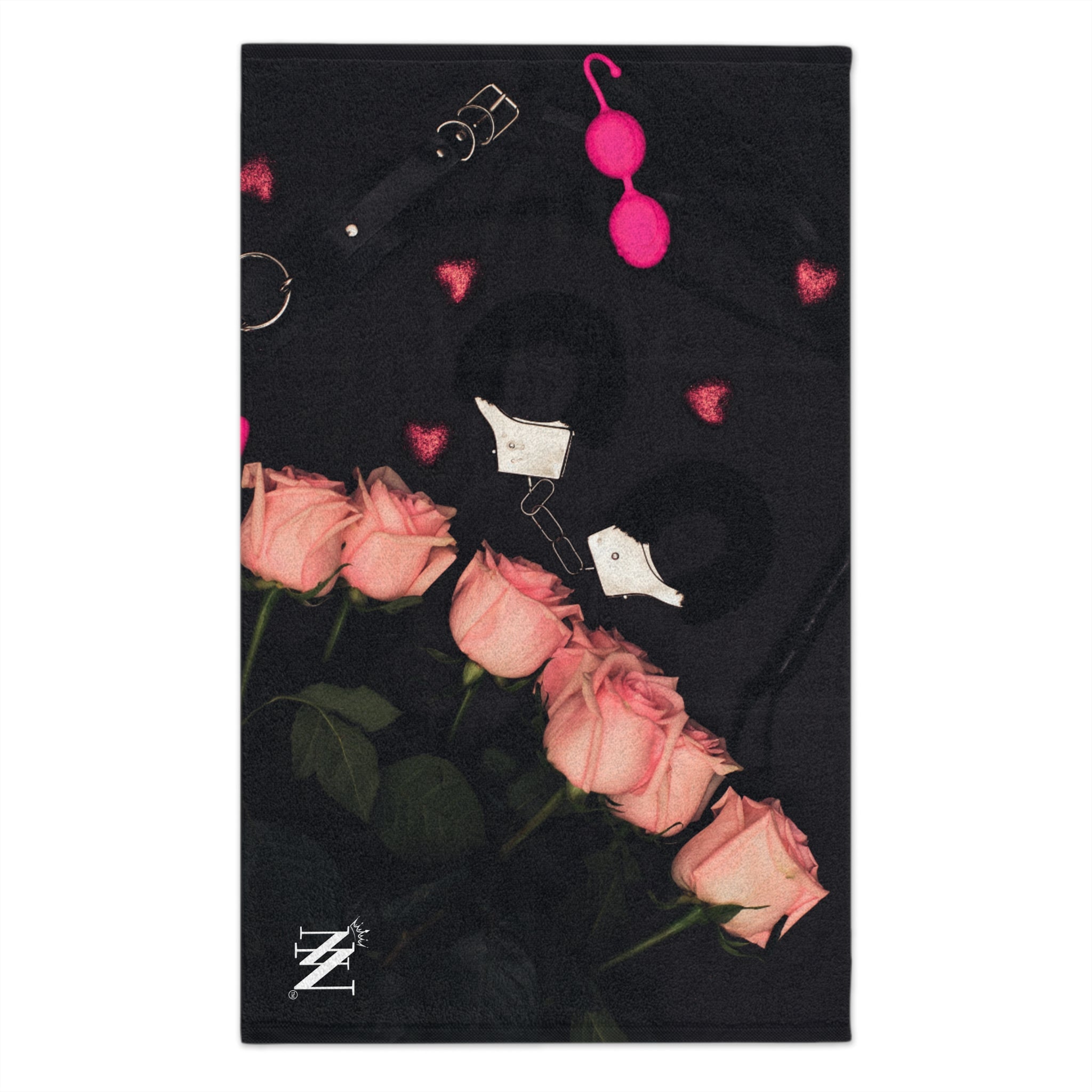 Furry Hand Cuffs & Roses Photograph | Mix & Match Soft Fun-Flirty Lovers’ Towelsl