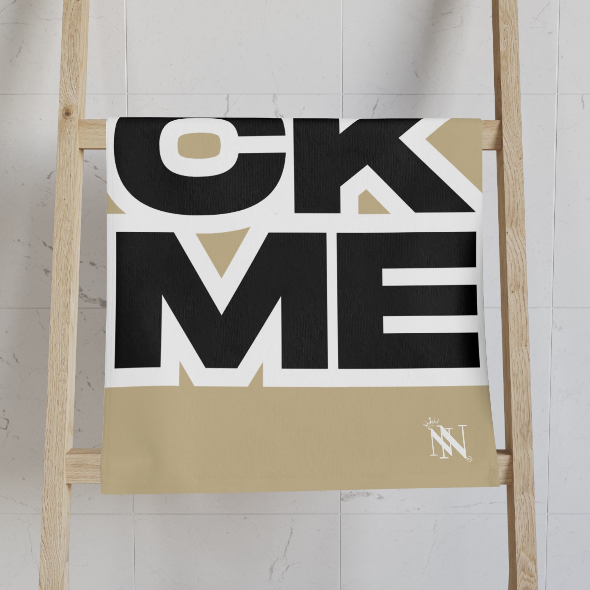 SUCK ME Block Letter Gold Cum Towel