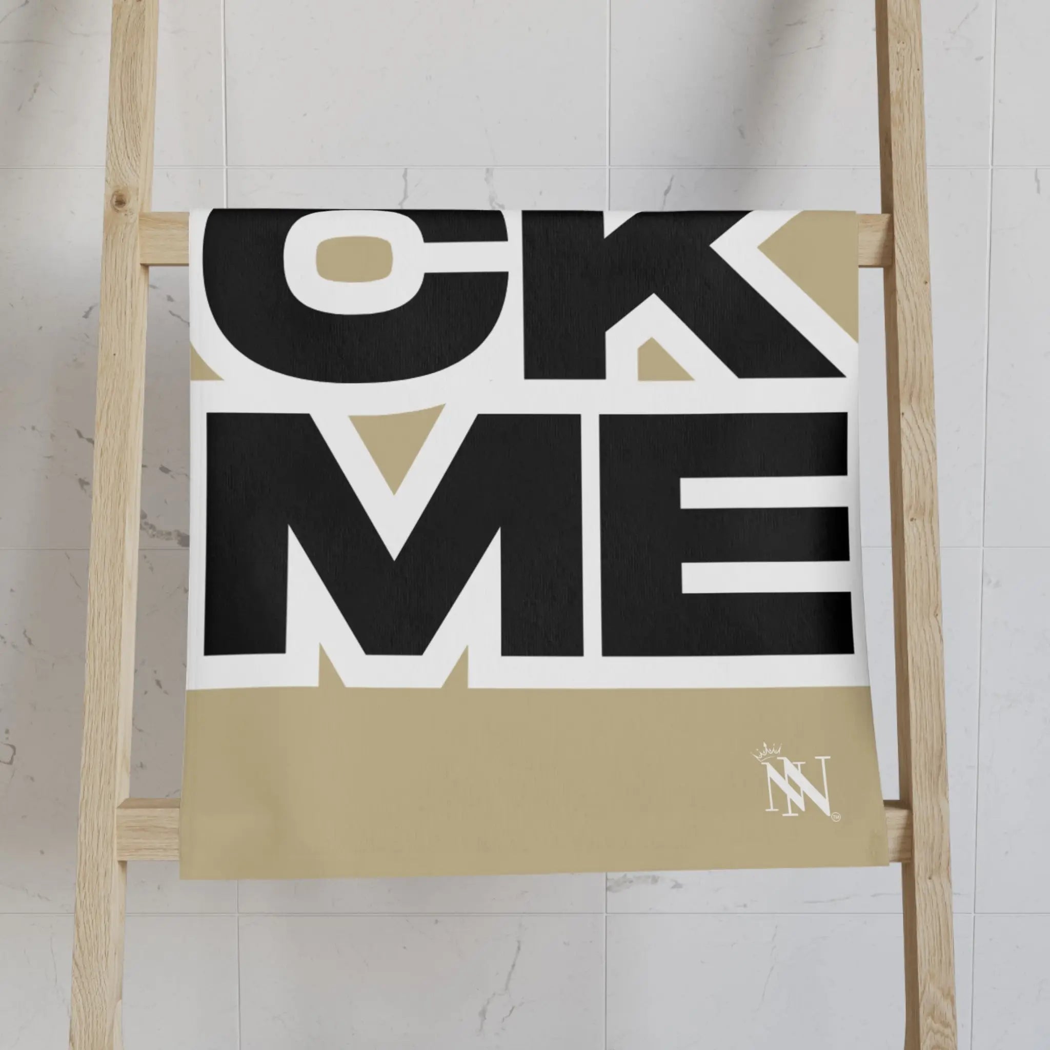 SUCK ME Block Letter Gold Cum Towel