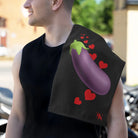 Eggplant Love Emoji Black | Mix & Match Soft Fun-Flirty Lovers’ Towels