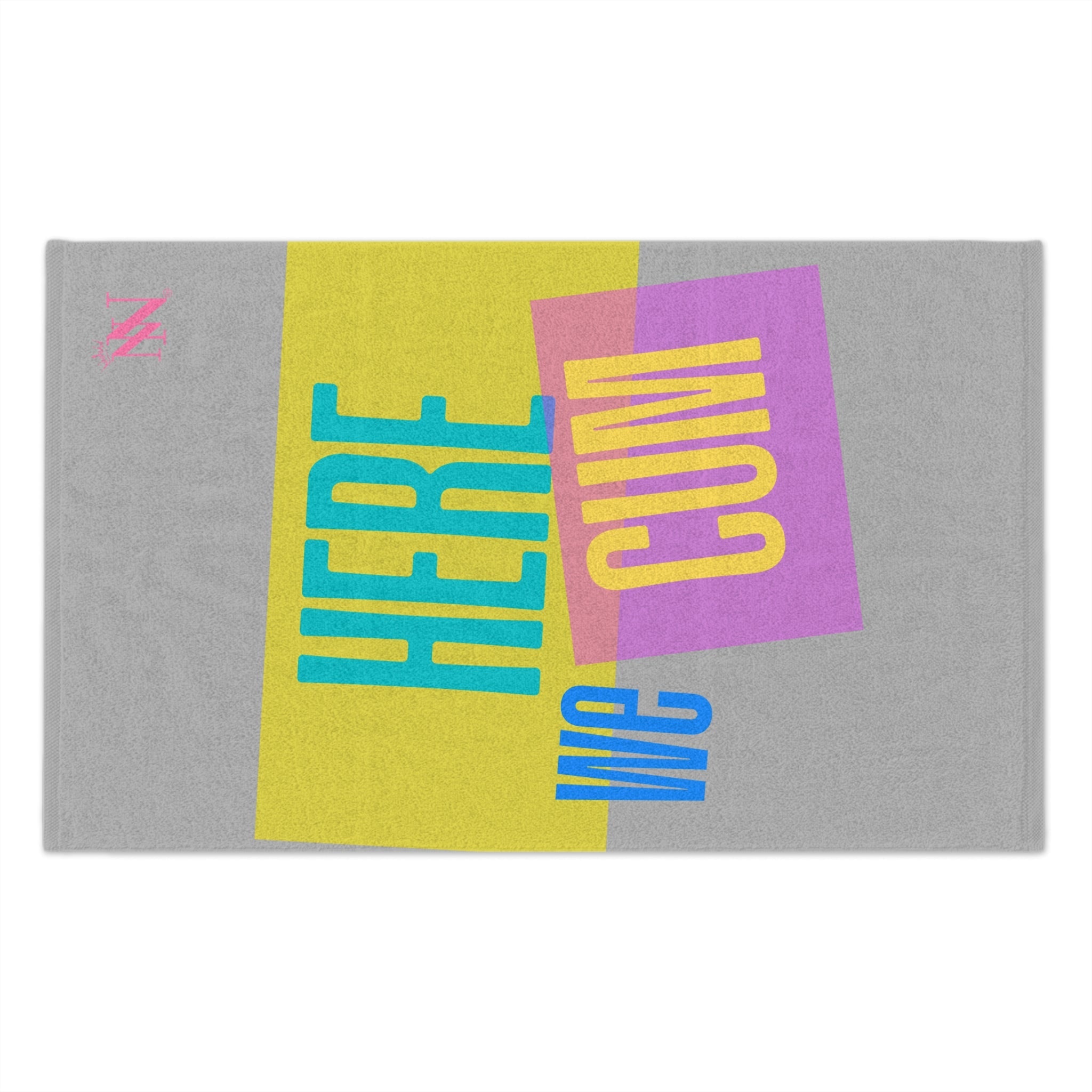 Here We Cum Light Grey | Mix & Match Soft Fun-Flirty Lovers’ Towels