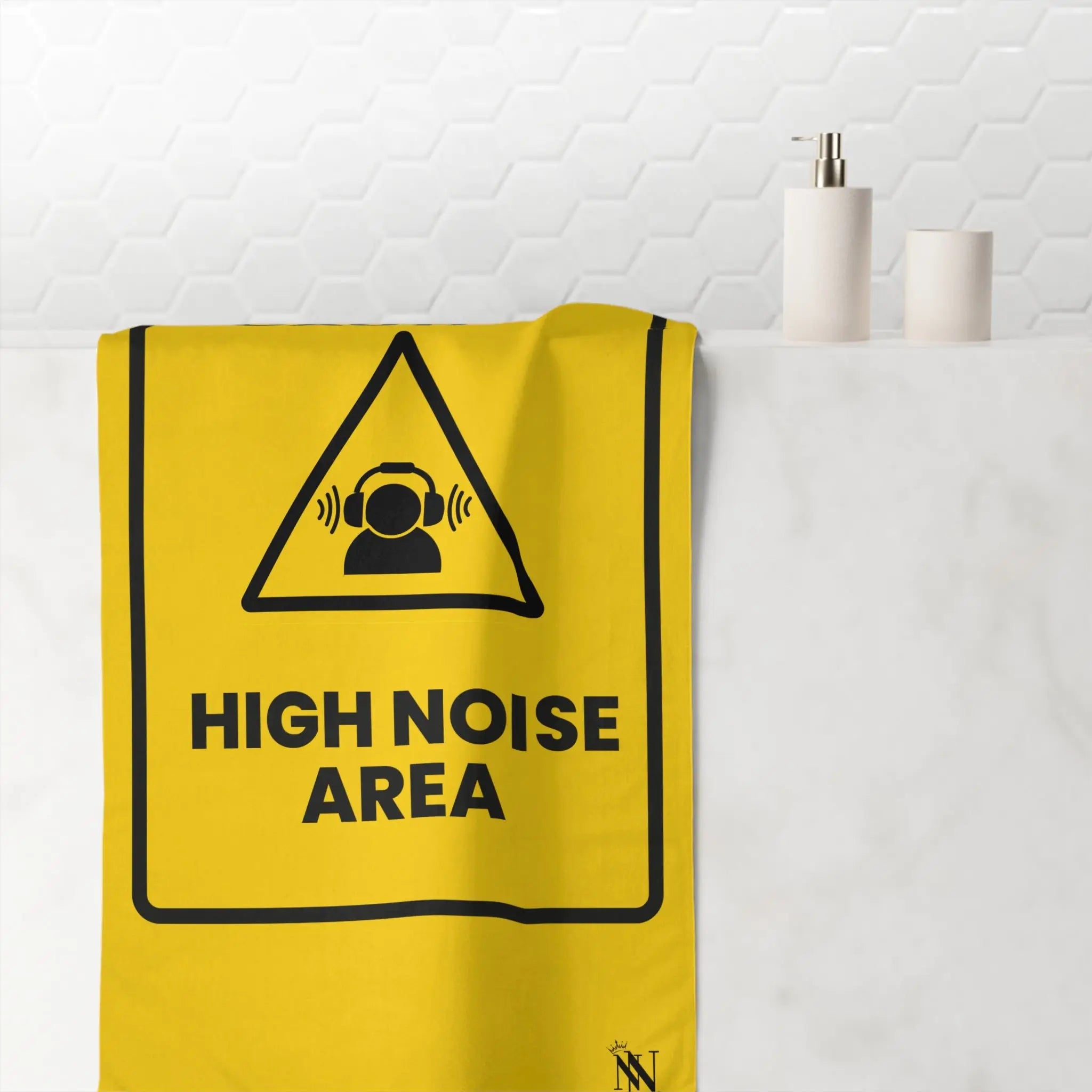 Caution High Noise Area | Mix & Match XL Fun-Flirty Lovers’ Towels