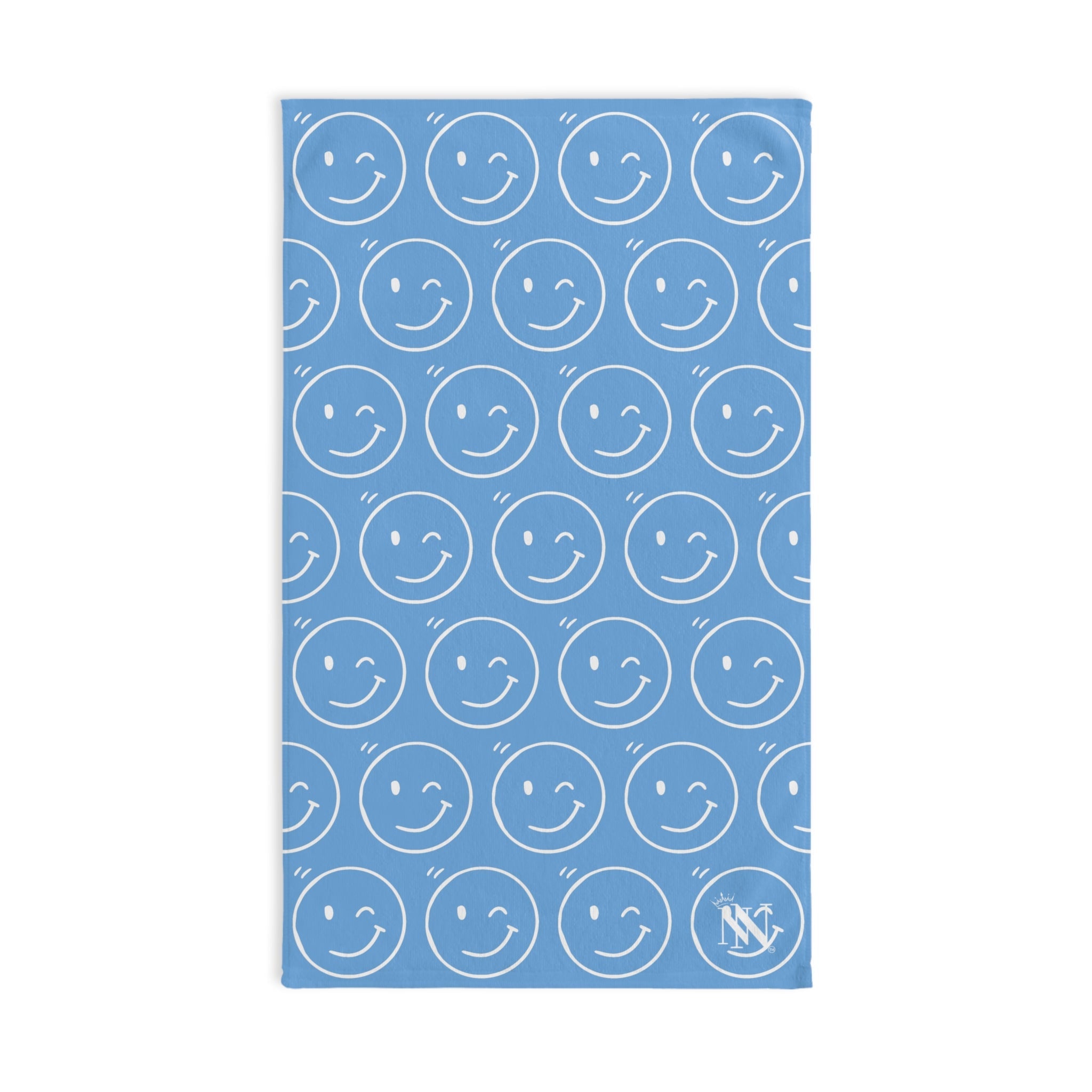 Wink Emoji Pattern Light Blue Cum Towel