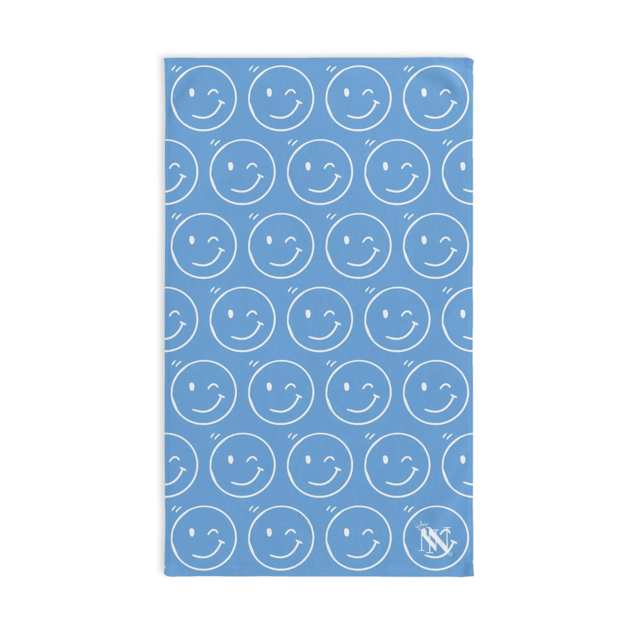 Wink Emoji Pattern Light Blue Cum Towel