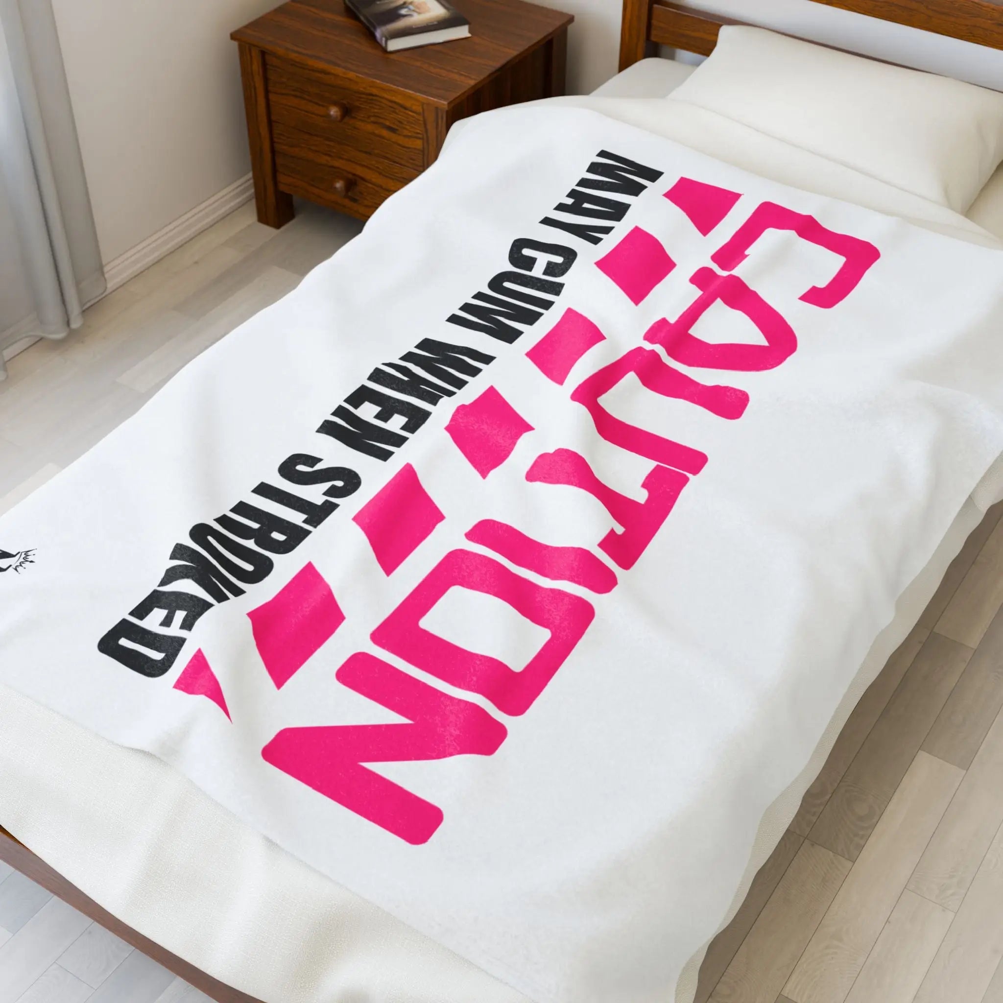 Caution May Cum When Stroked | Mix & Match Velveteen Fun-Flirty Lovers’ Blankets
