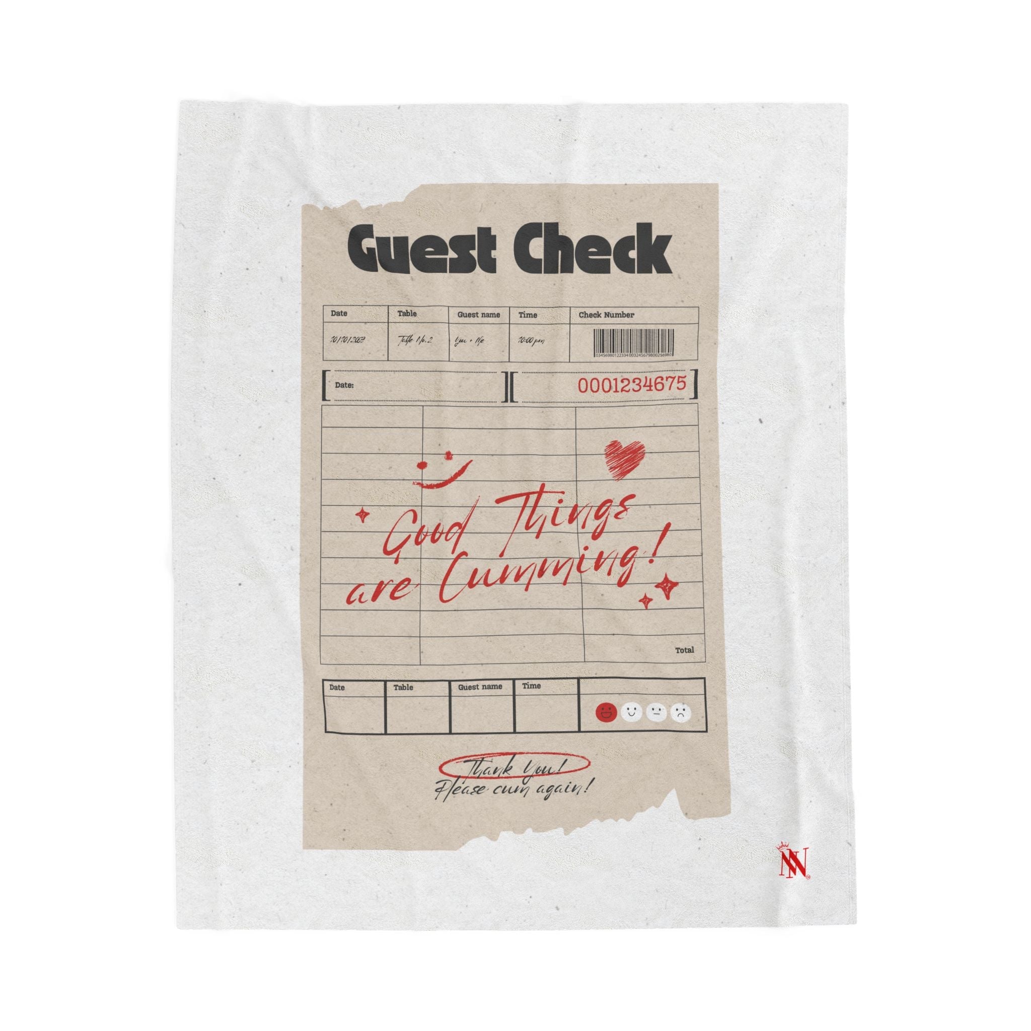 Good Things Are Cumming! Vintage Guest Check | Mix & Match Velveteen Fun-Flirty Lovers’ Blankets