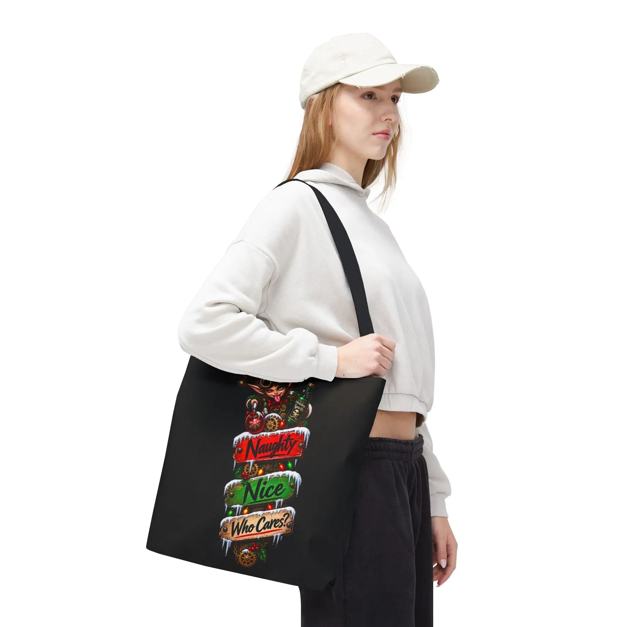 Naughty Nice Who Cares? Christmas | Nectar Napkins Fun-Flirty Lovers’ Totes