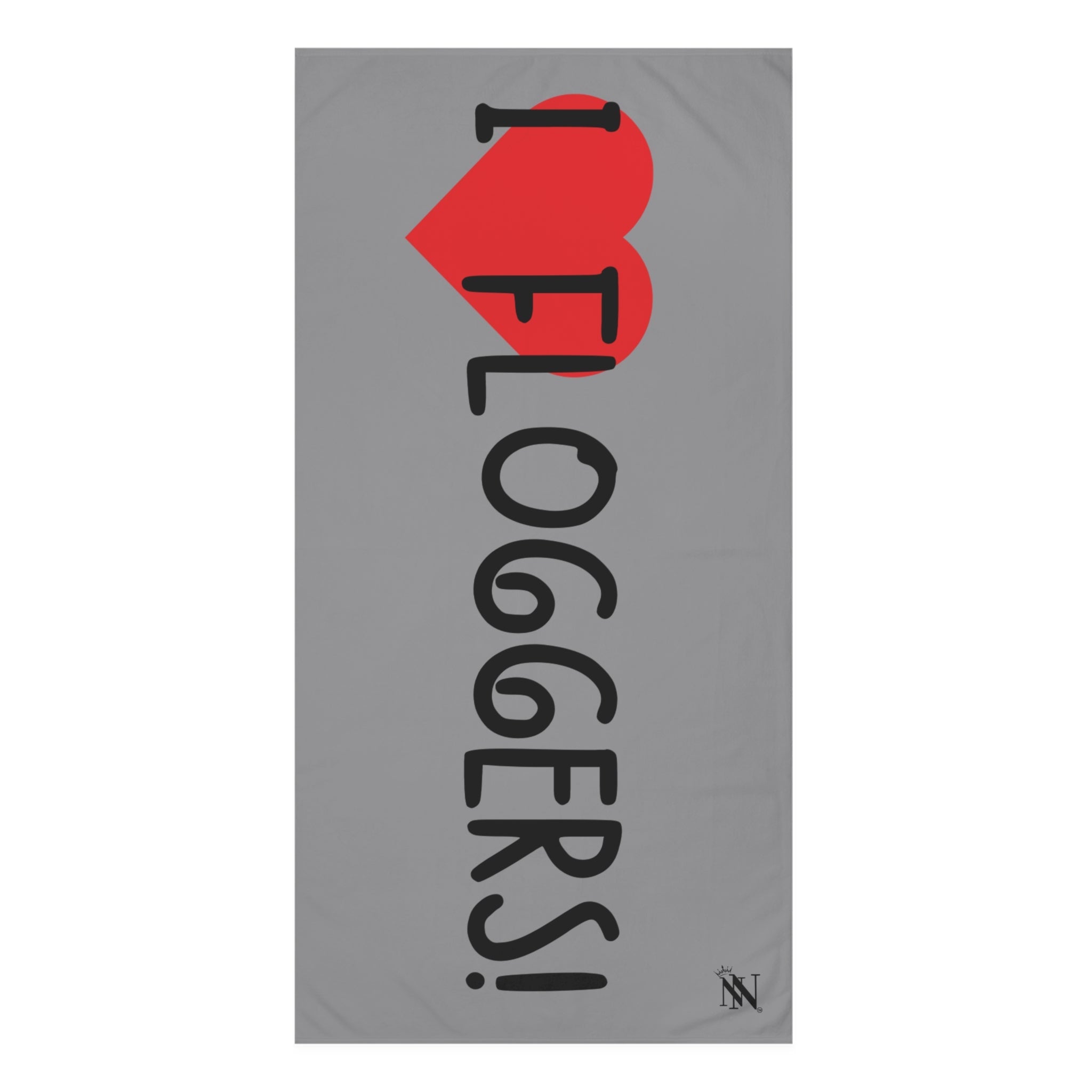 I Love Floggers! Grey | Mix & Match XL Fun-Flirty Lovers’ Towels