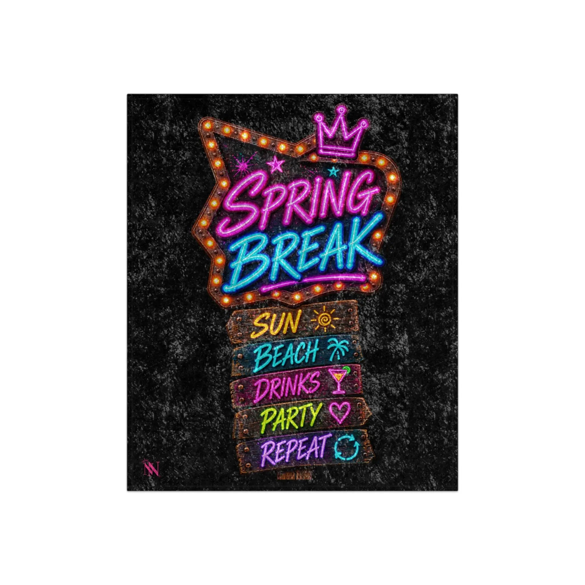 Spring Break Neon Sign Crushed Velvet Blanket