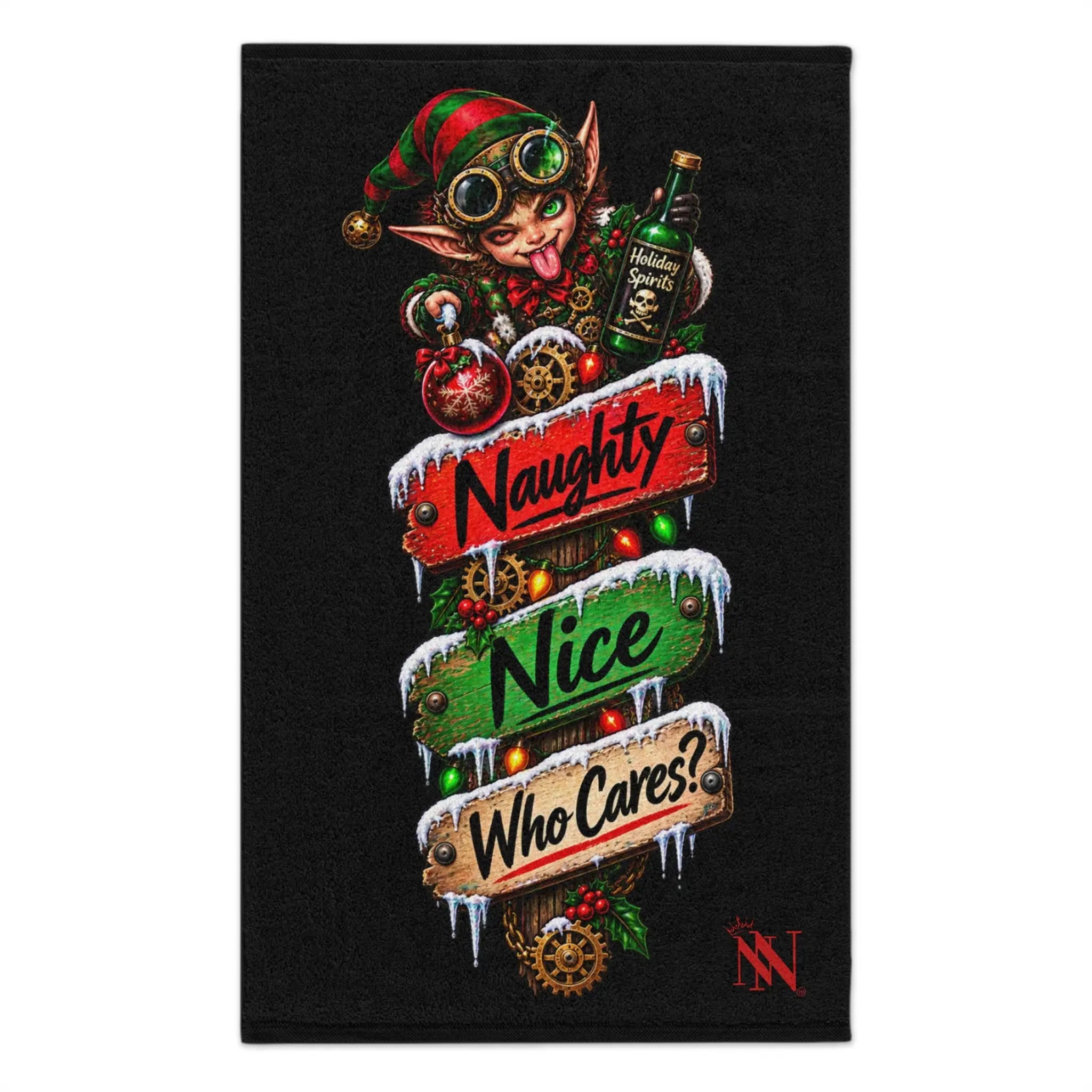 Naughty Nice Who Cares? Christmas | Nectar Napkins Fun-Flirty Lovers’ Towels