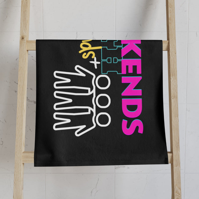 Weekends+ With Friends People Black | Mix & Match Classic Fun-Flirty Lovers’ Towels