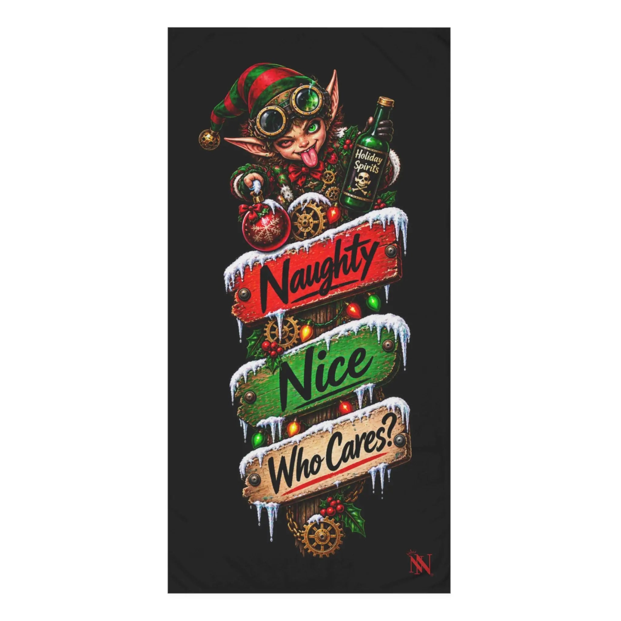 Naughty Nice Who Cares? Christmas | Nectar Napkins XL Fun-Flirty Lovers’ Towels