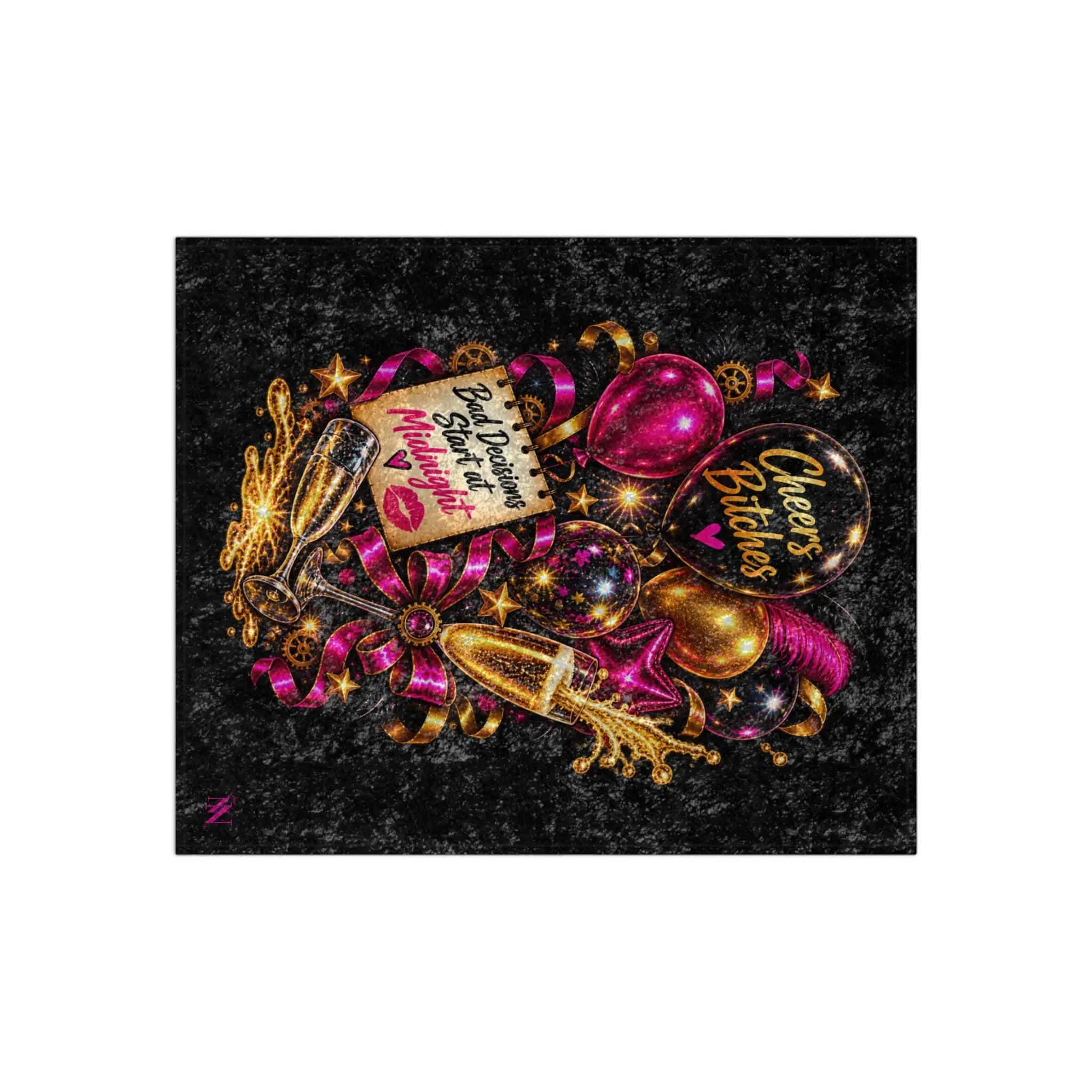 Cheers Bitches New Year | Nectar Napkins Fun-Flirty Lovers’ Crushed Velvet Blankets