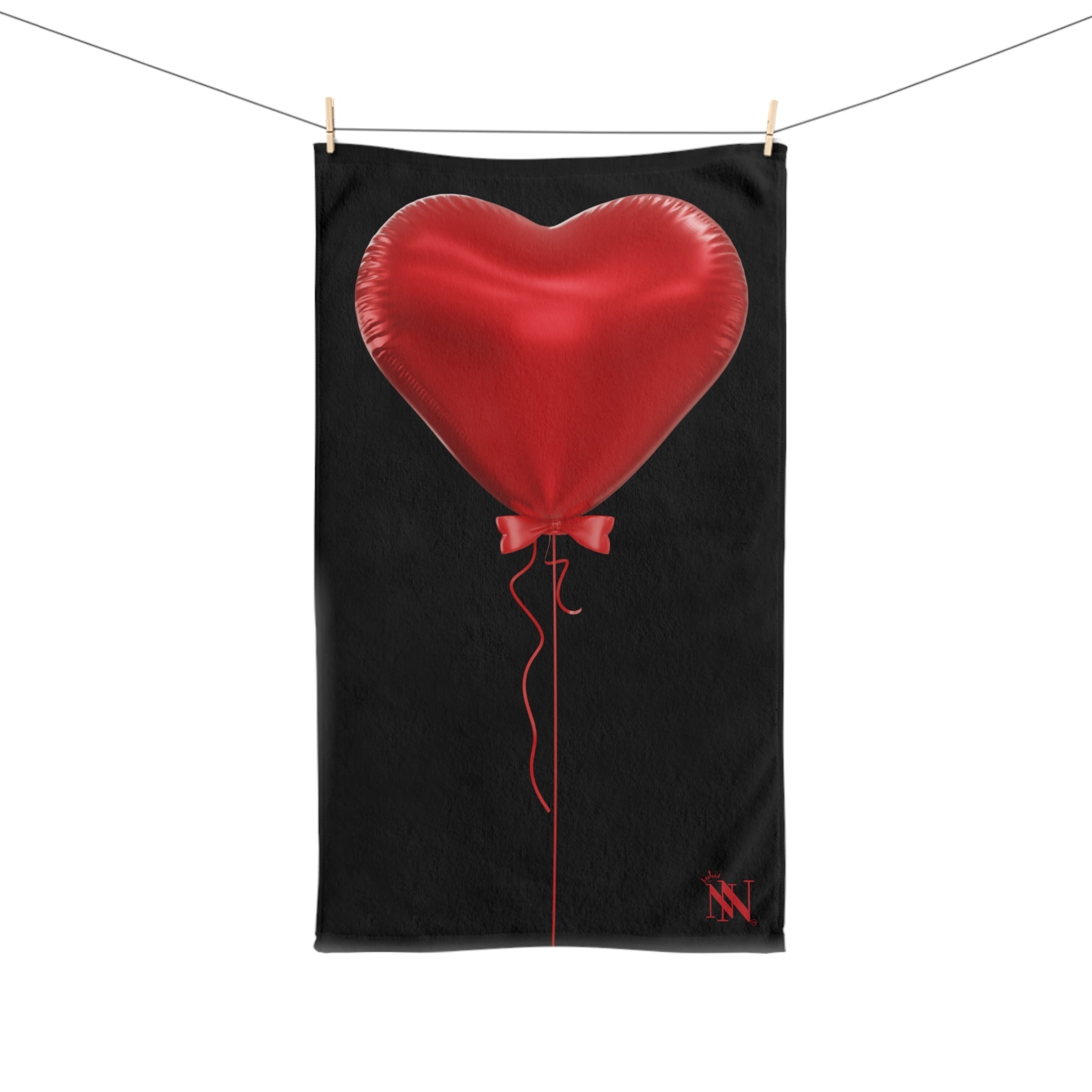 Red Heart Balloon Bow 3D Print Black | Mix & Match Original Fun-Flirty Lovers’ Towels