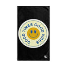 Good Times Good Vibes Happy Face Black | Mix & Match Classic Fun-Flirty Lovers’ Towels
