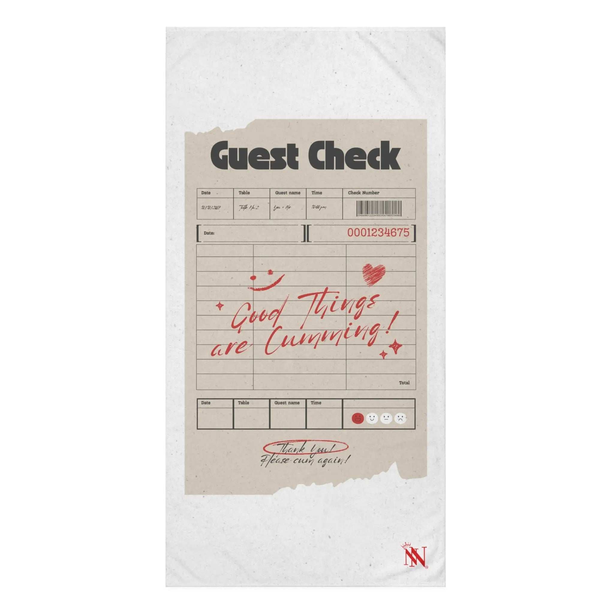 Good Things Are Cumming! Vintage Guest Check | Mix & Match XL Fun-Flirty Lovers’ Towels