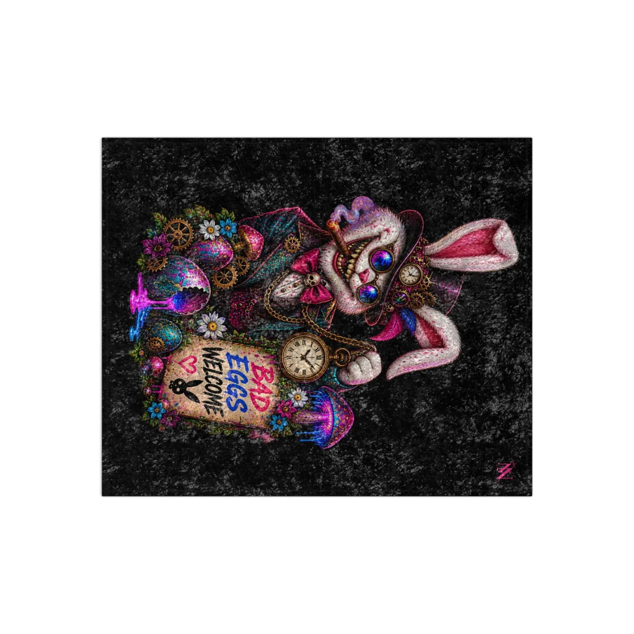 Bad Eggs Welcome Wicked Bunny Crushed Velvet Blanket