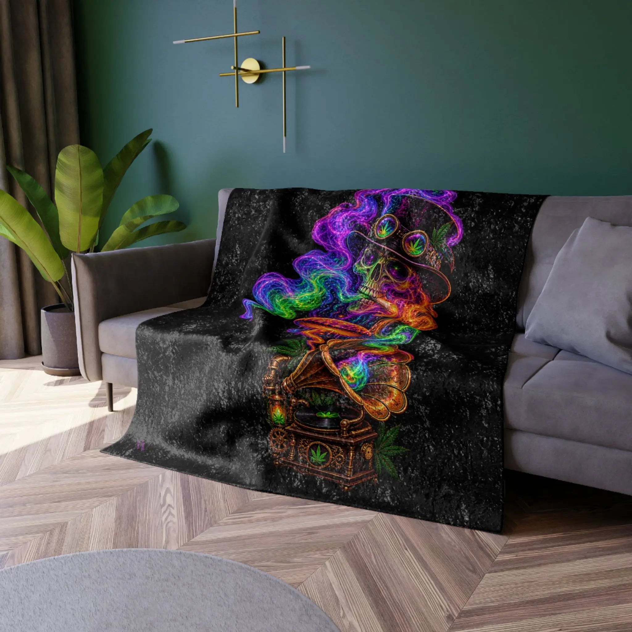 Up In Smoke Phonograph Crushed Velvet Blanket