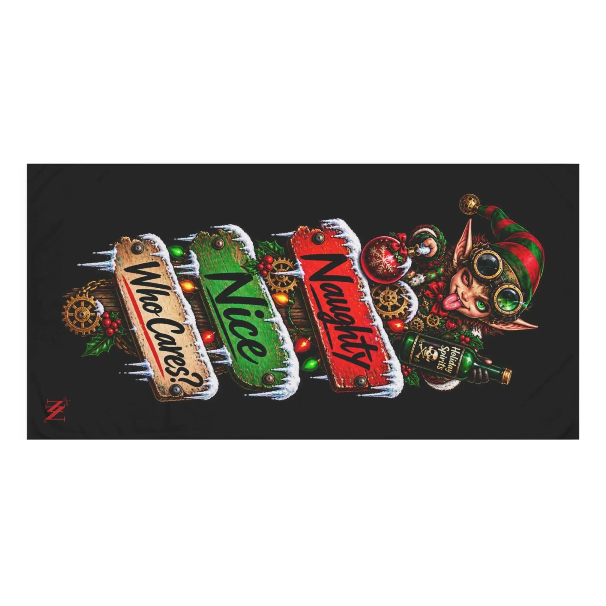 Naughty Nice Who Cares? Christmas | Nectar Napkins XL Fun-Flirty Lovers’ Towels