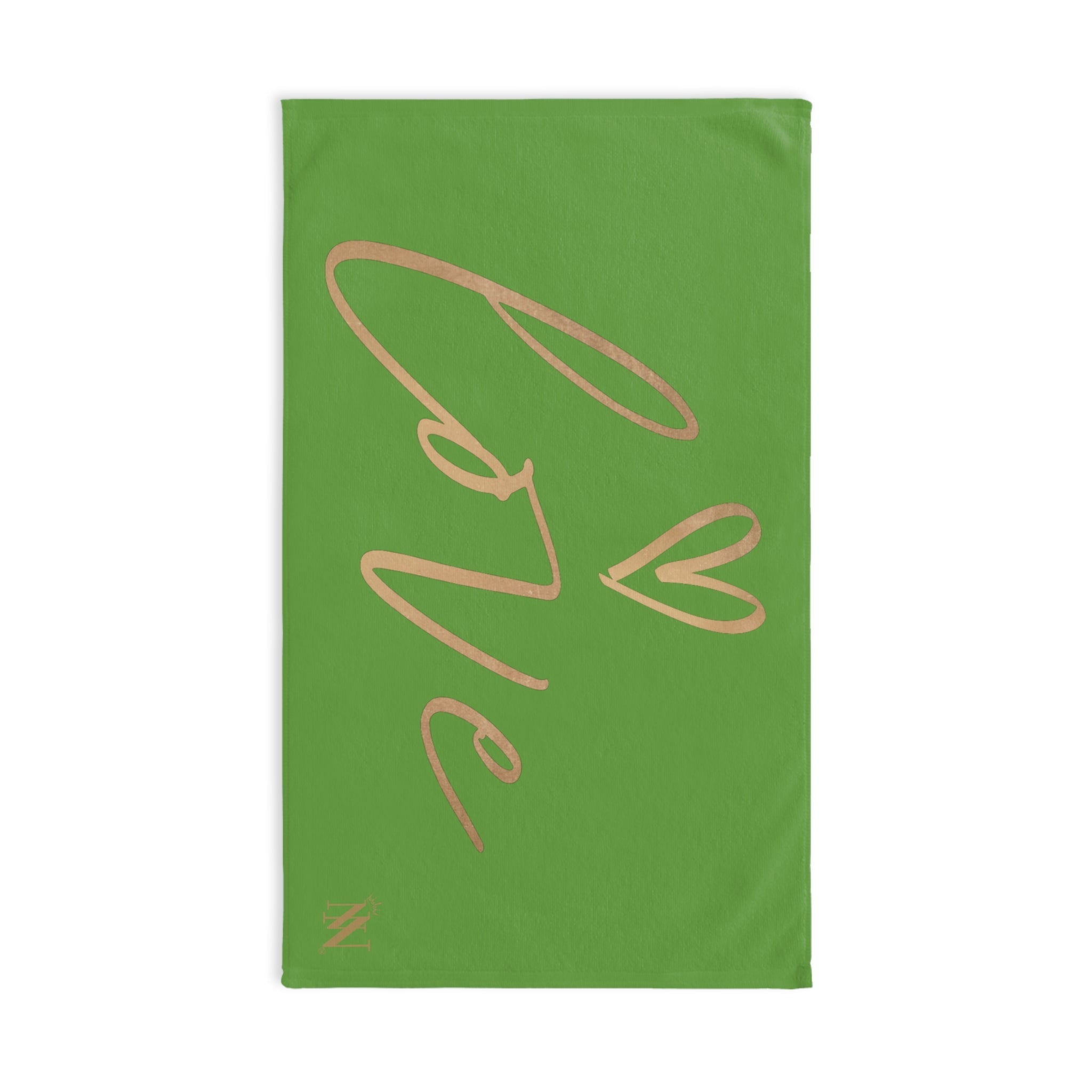 Gold Love Heart Lime Green Cum Towel