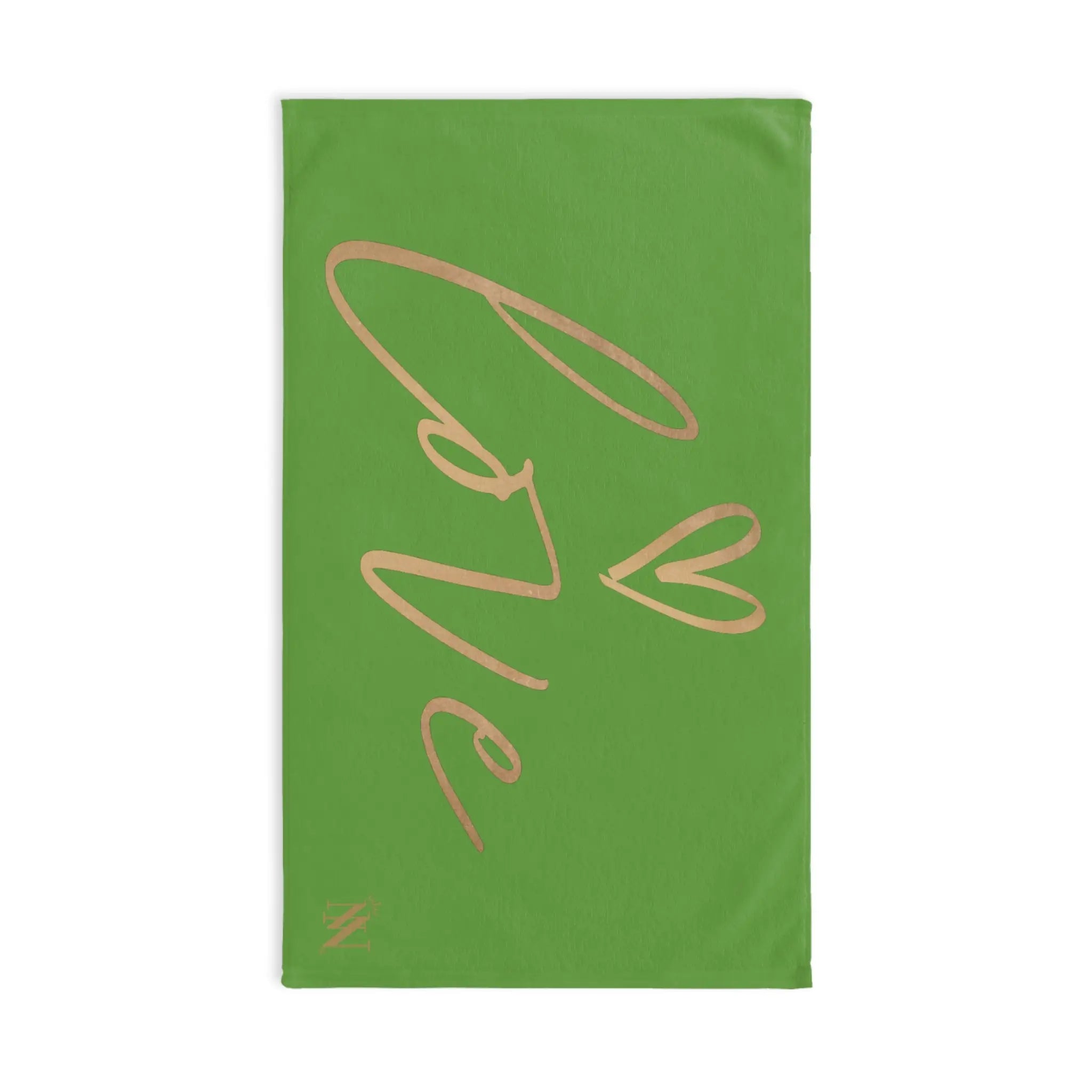 Gold Love Heart Lime Green Cum Towel