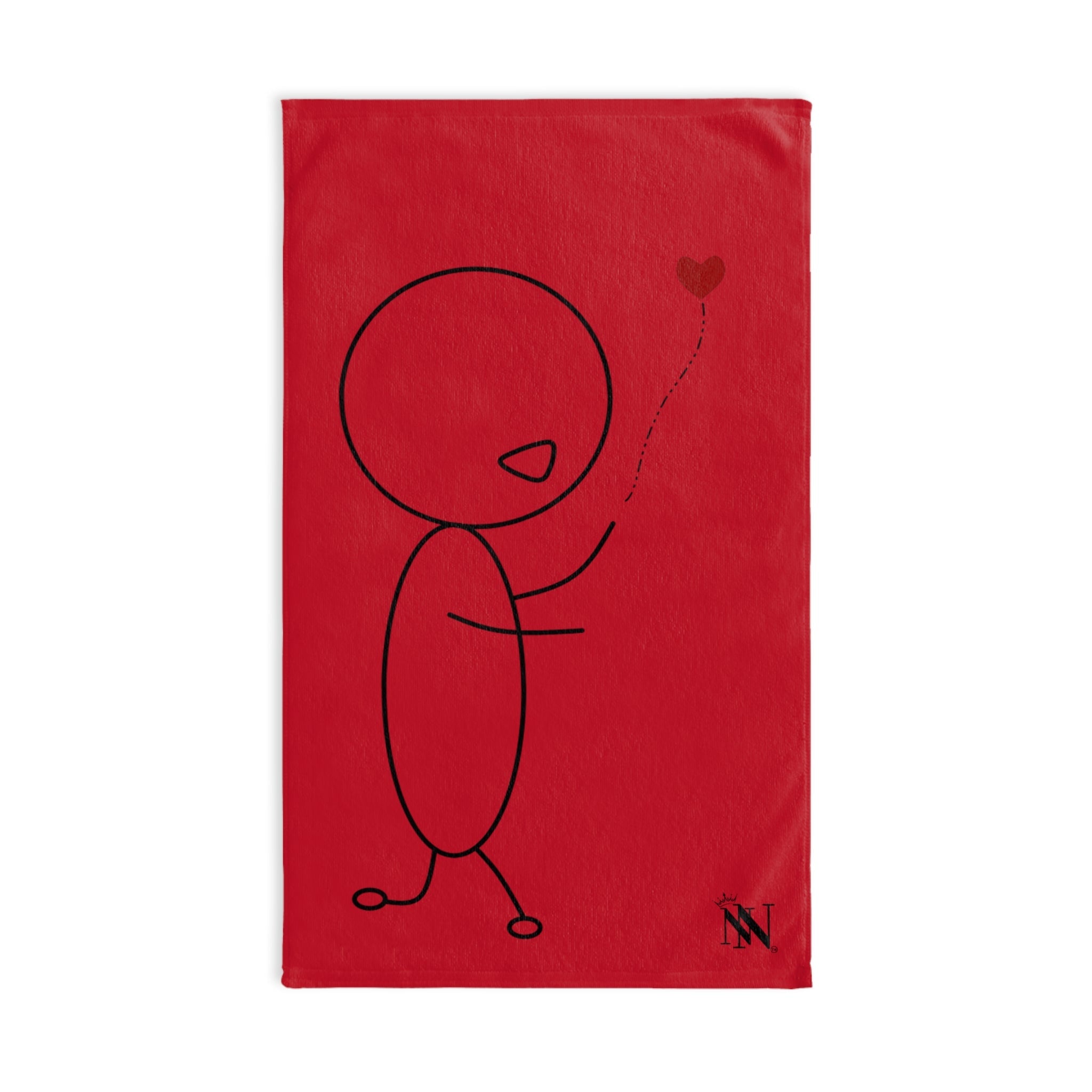 Stick Man Heart Balloon Red Cum Towel