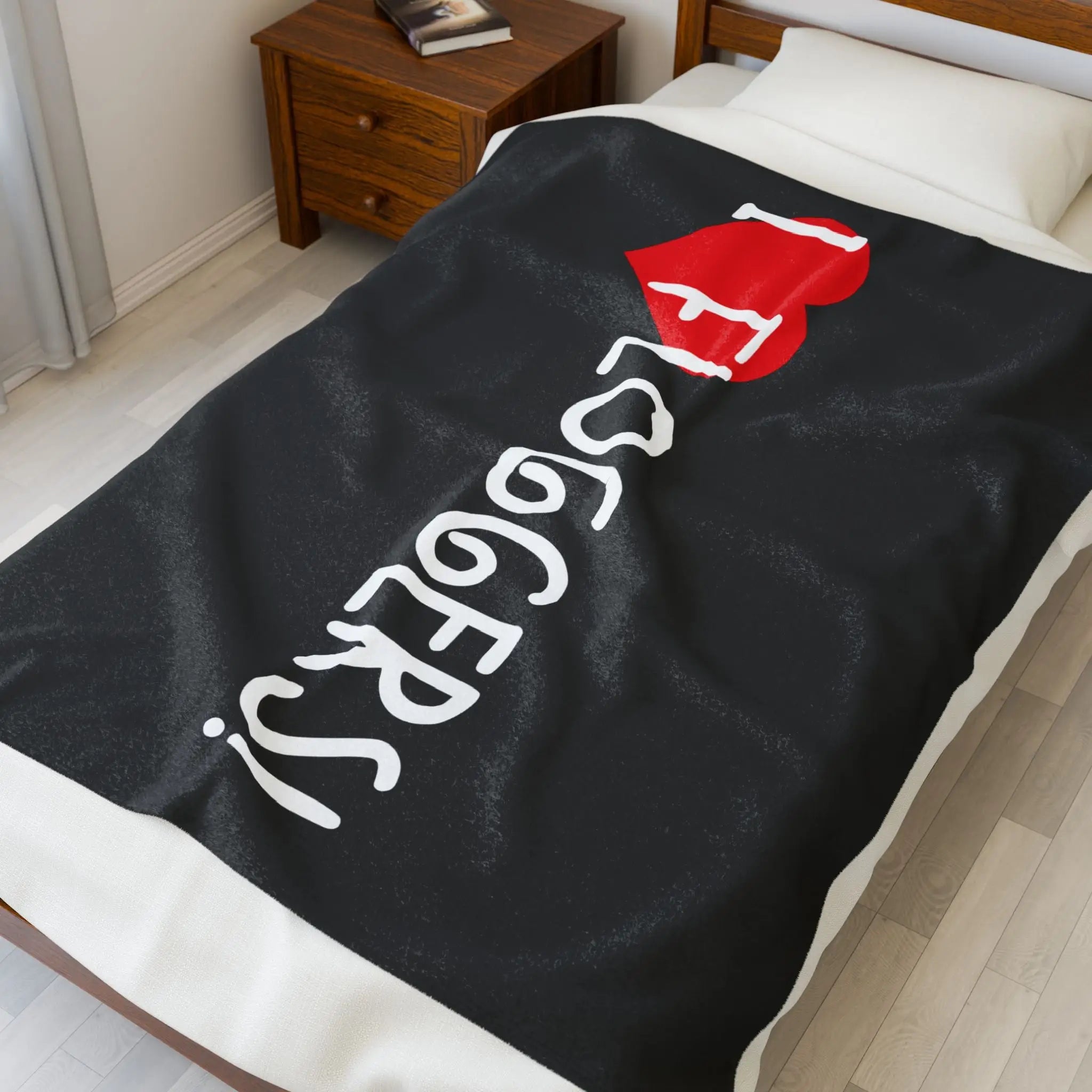 I Heart Floggers Black | Mix & Match Velveteen Fun-Flirty Lovers’ Blankets