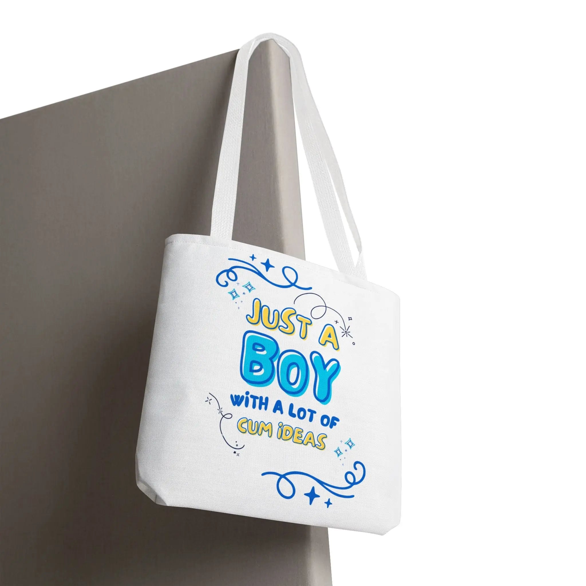 Just a Boy Cum Ideas Tote Bag