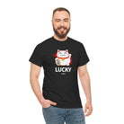 Lucky In Bed Beckoning Cat | Mix & Match Cotton Unisex Fun-Flirty Lovers’ T-Shirts