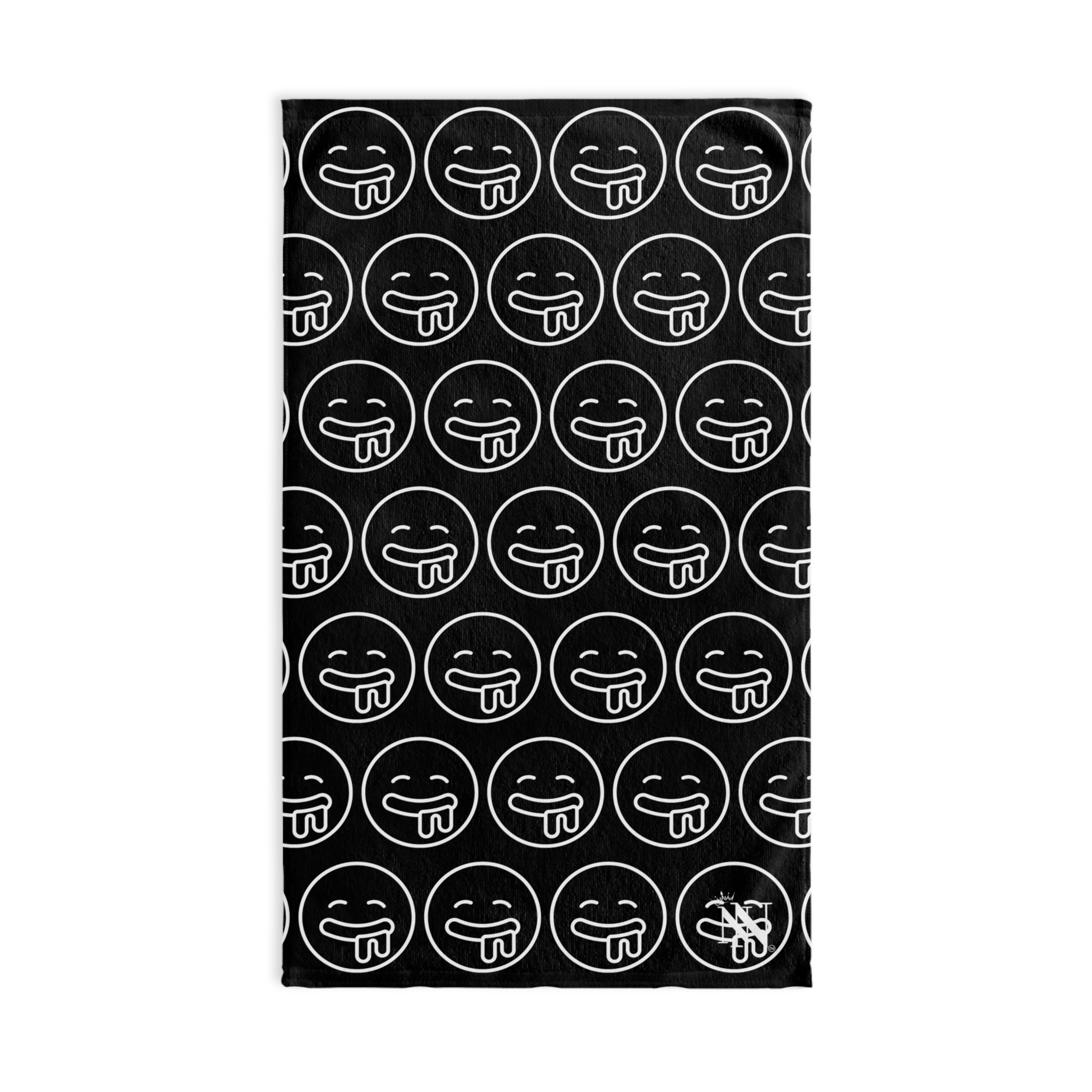 Hungry Drooling Emoji Pattern Black Cum Towel