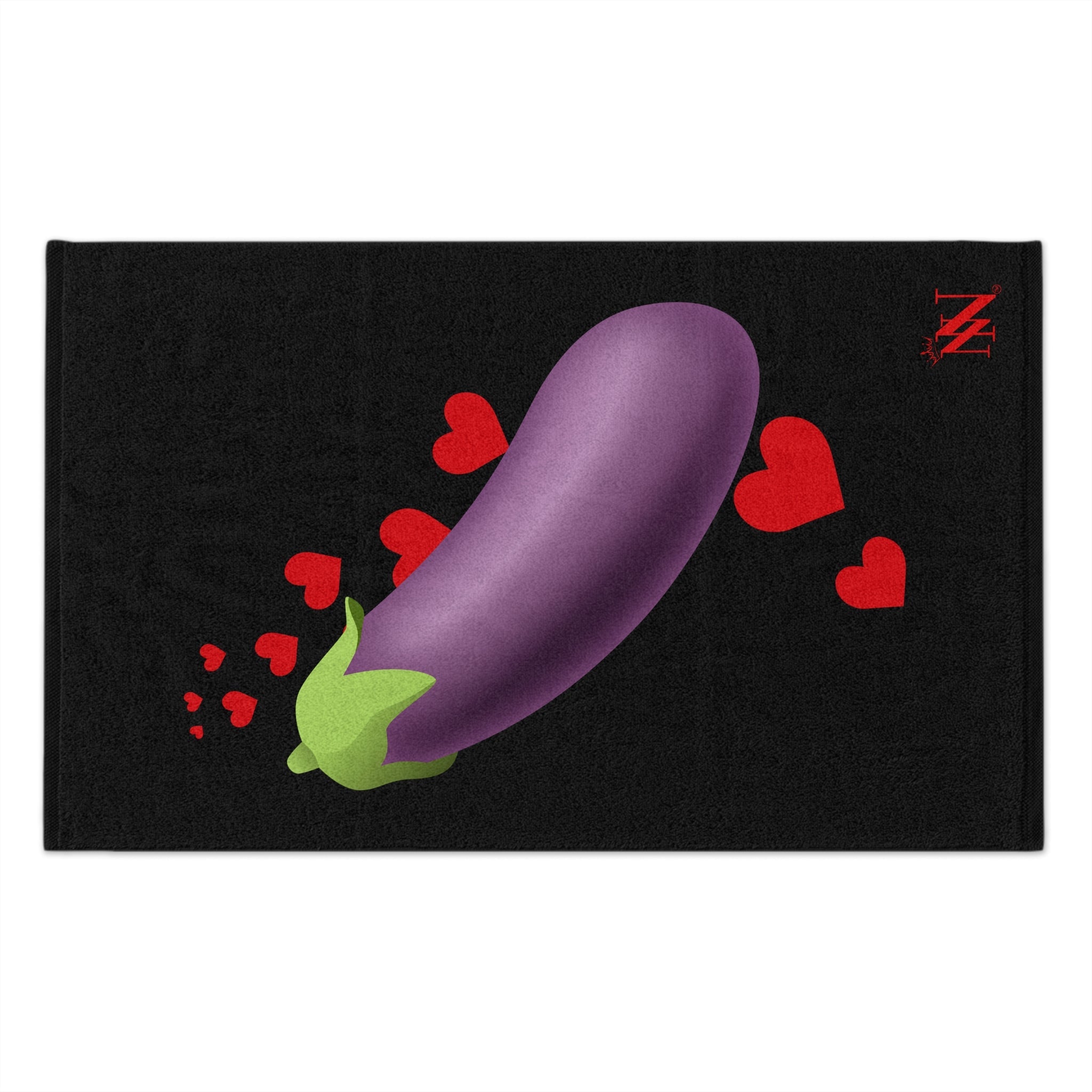 Eggplant Love Emoji Black | Mix & Match Soft Fun-Flirty Lovers’ Towels