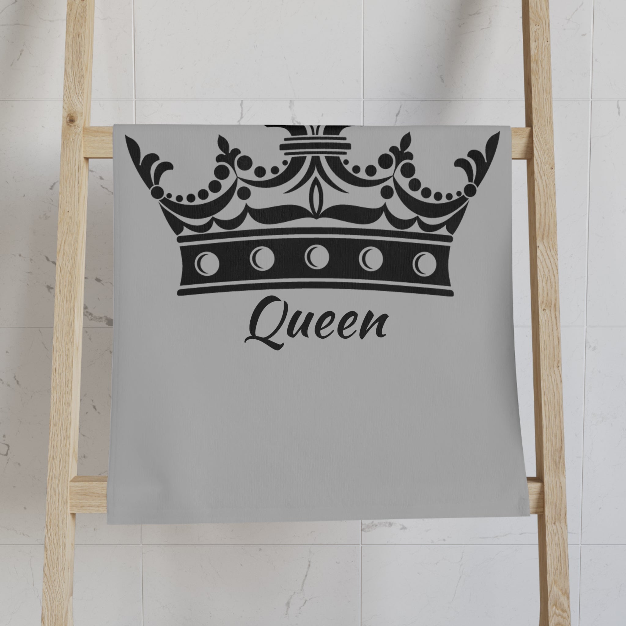 Large Crown Queen Light Grey Cum Towel