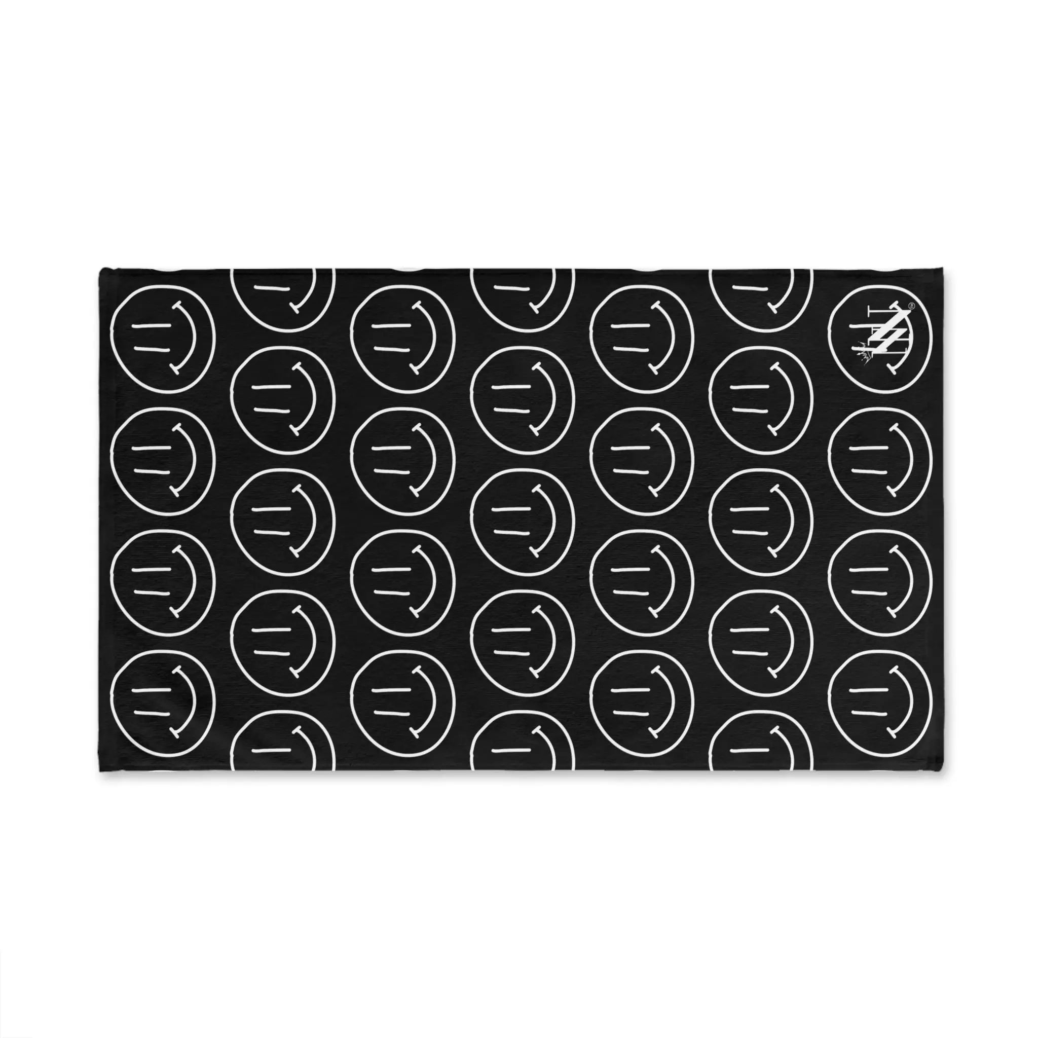 Happy Smiling Emoji Pattern Black | Mix & Match Classic Fun-Flirty Lovers’ Towels