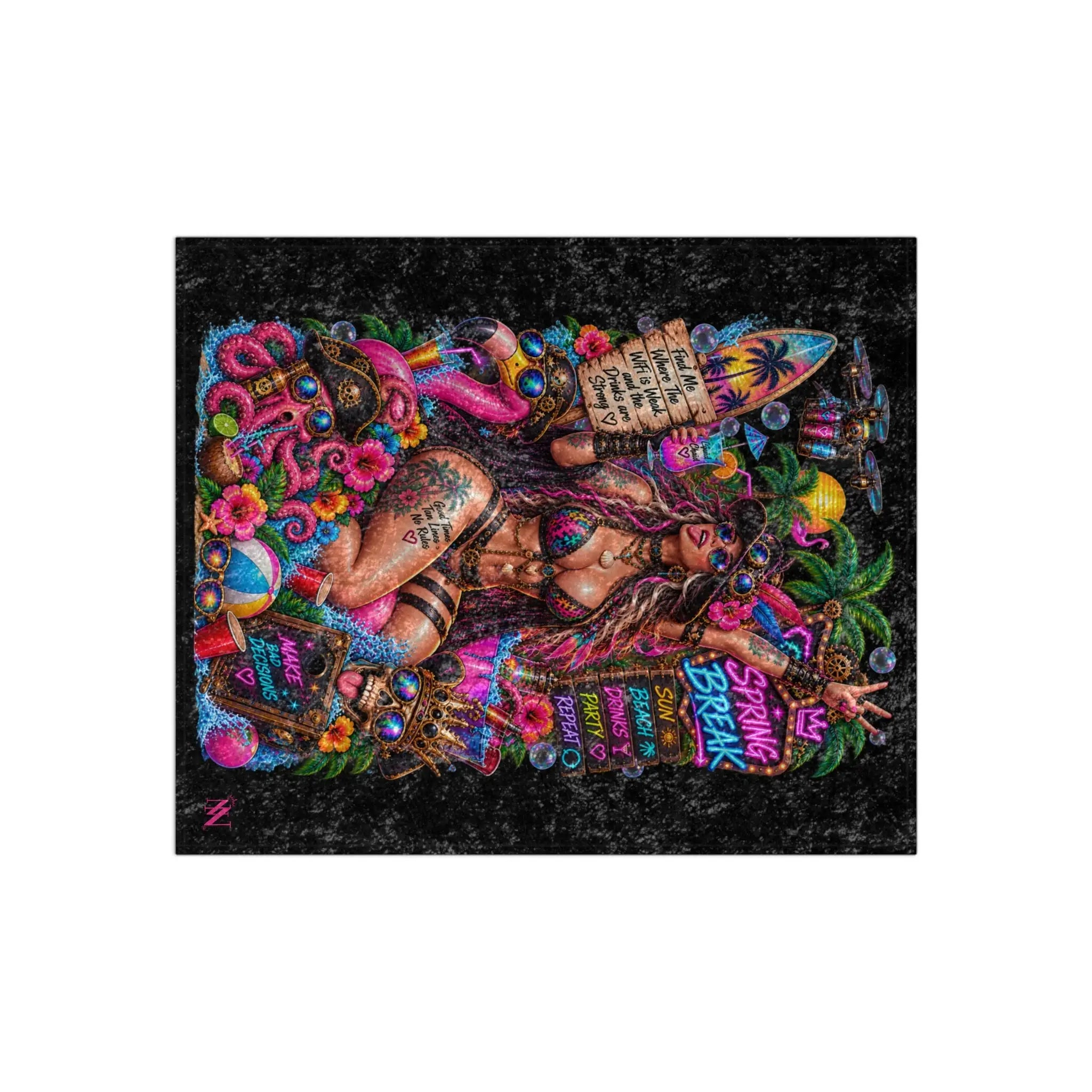 Spring Break Wicked Fantasy Crushed Velvet Blanket