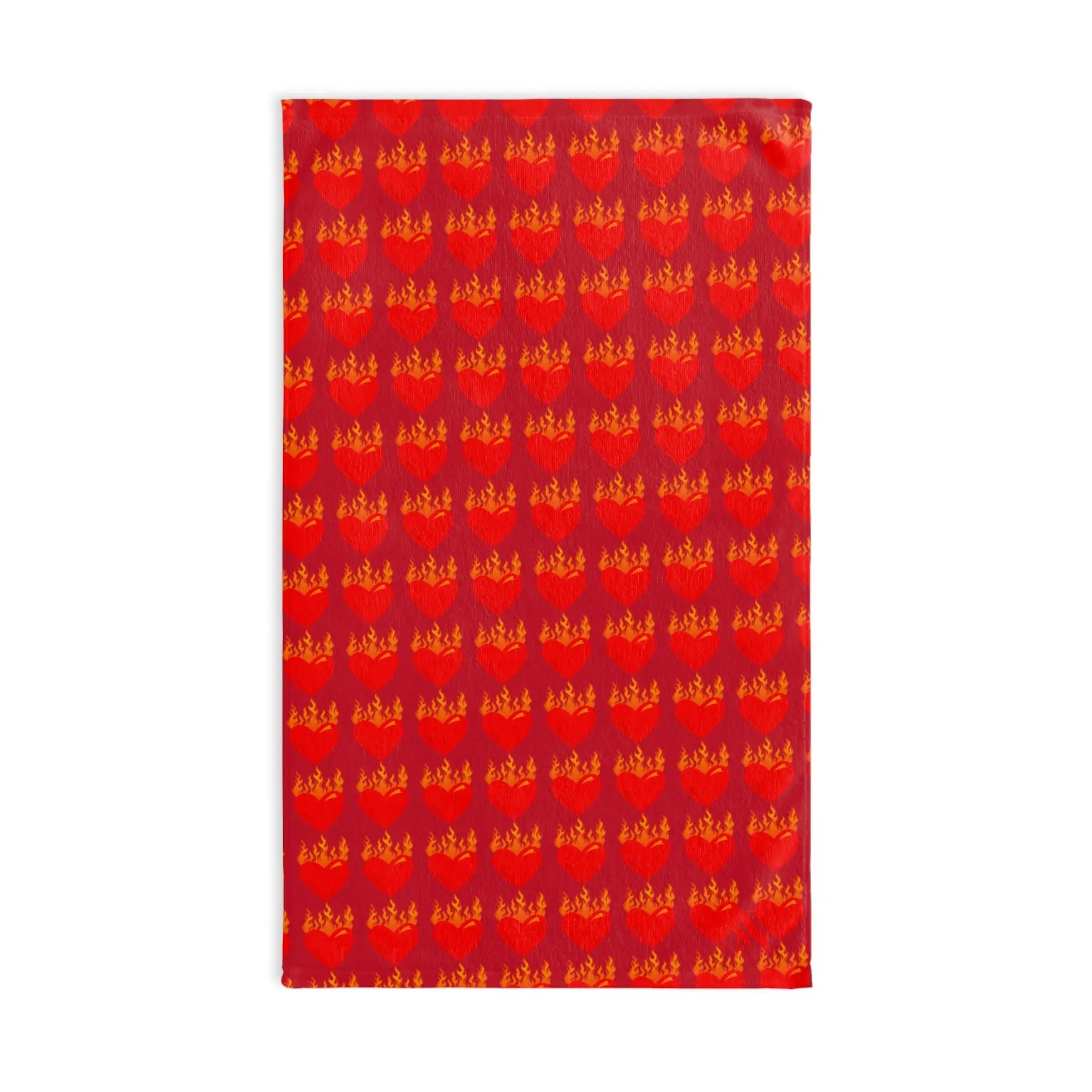 Red Flaming Heart Red Print Cum Towel