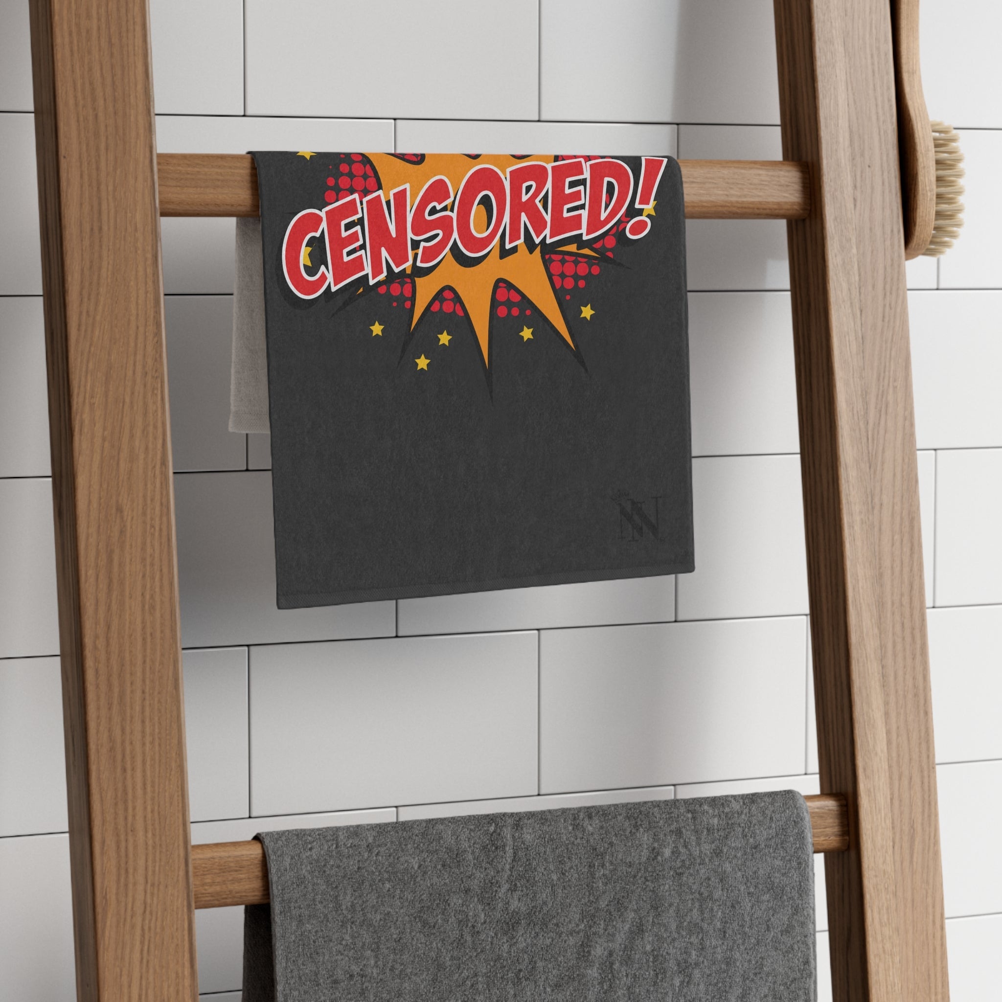 Cartoon Censored Dark Grey | Mix & Match Soft Fun-Flirty Lovers’ Towels