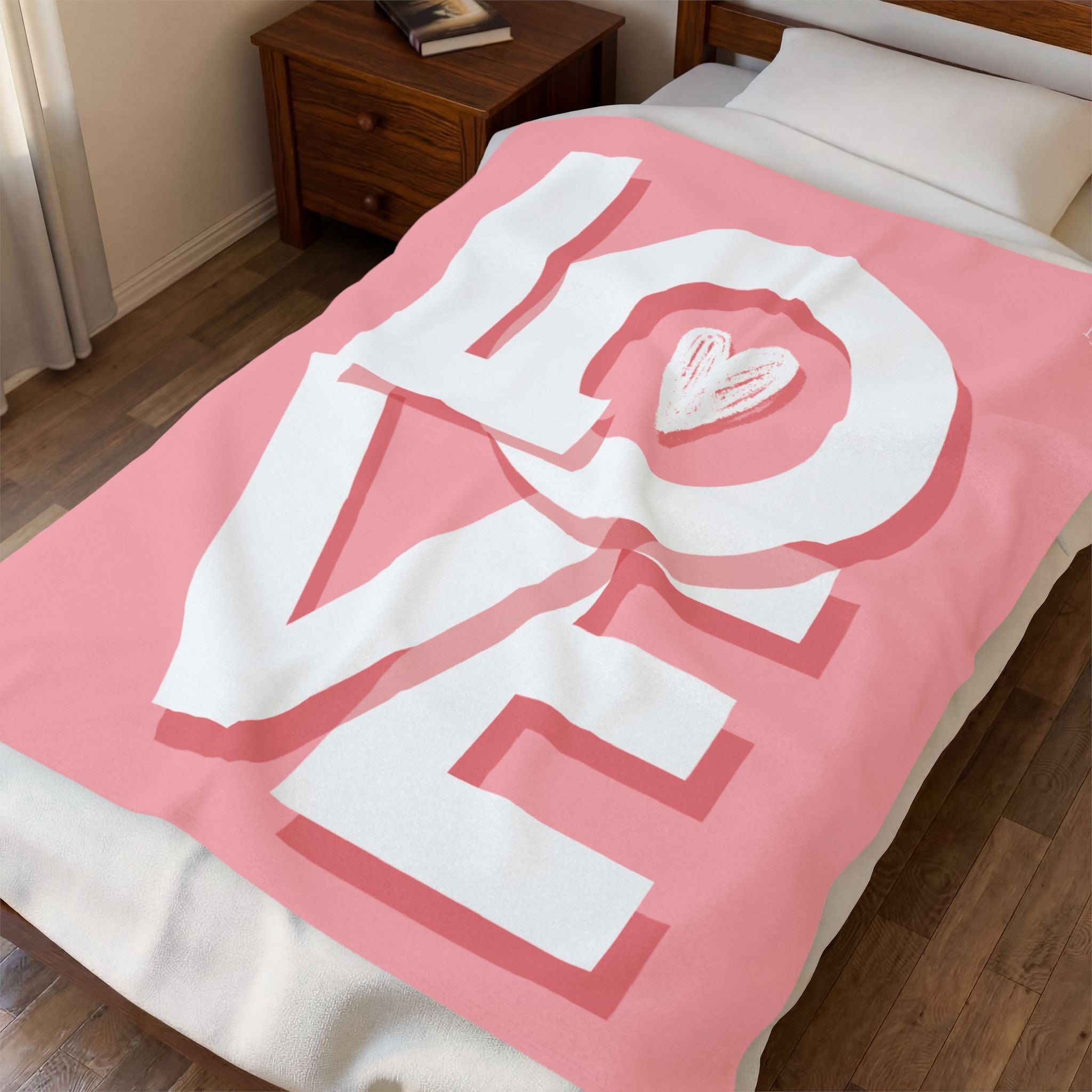 Block Letter Love Heart Romantic Lovers Gifts Blanket