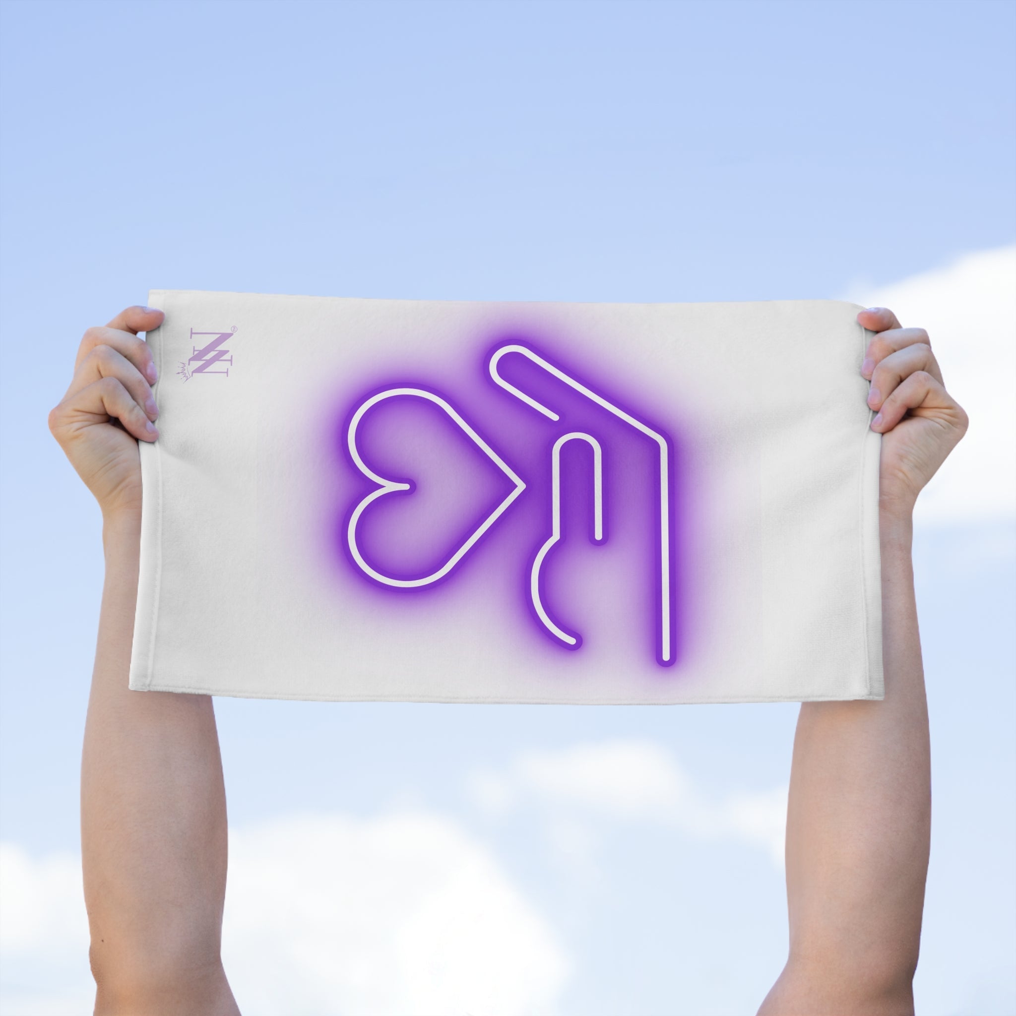 My Purple Heart in Your Hand White | Mix & Match Soft Fun-Flirty Lovers’ Towels