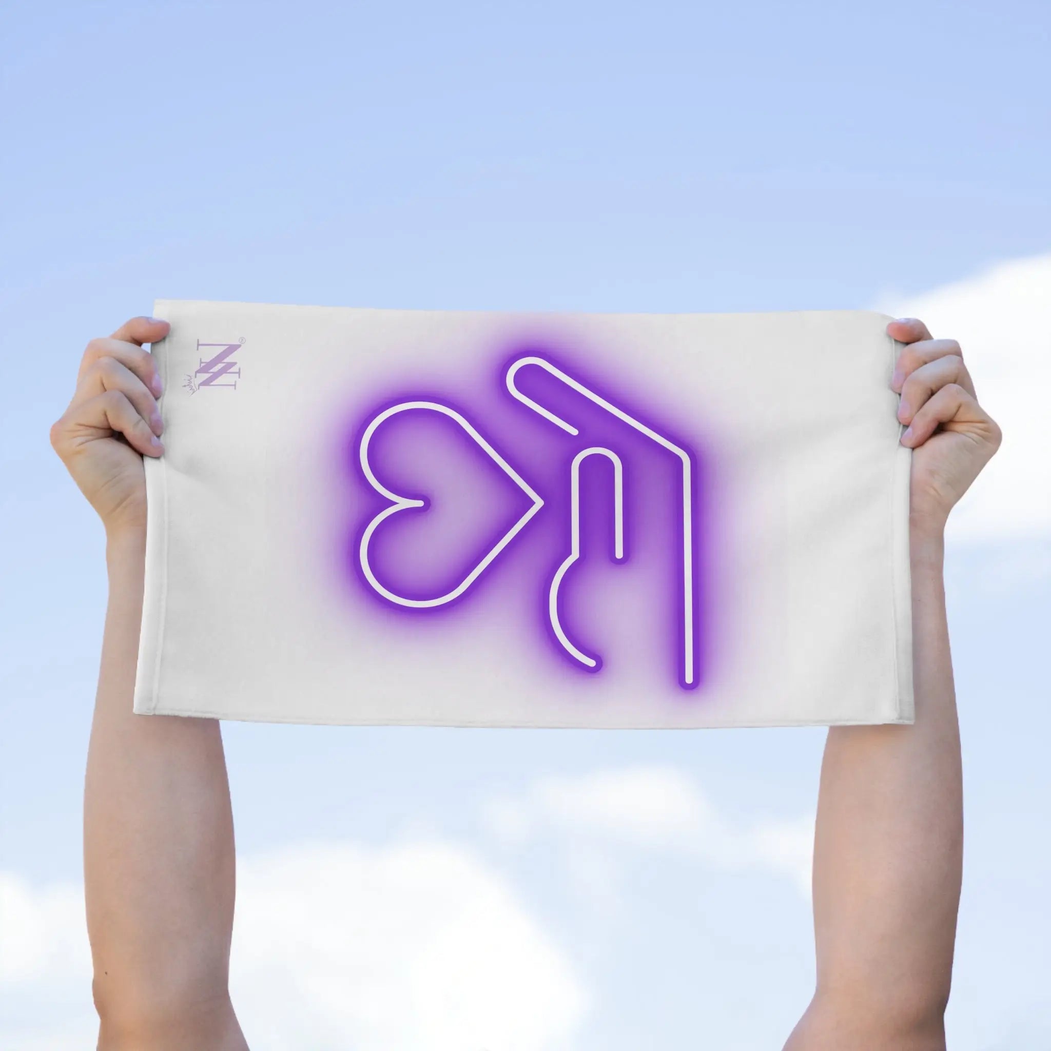 My Purple Heart in Your Hand White | Mix & Match Soft Fun-Flirty Lovers’ Towels