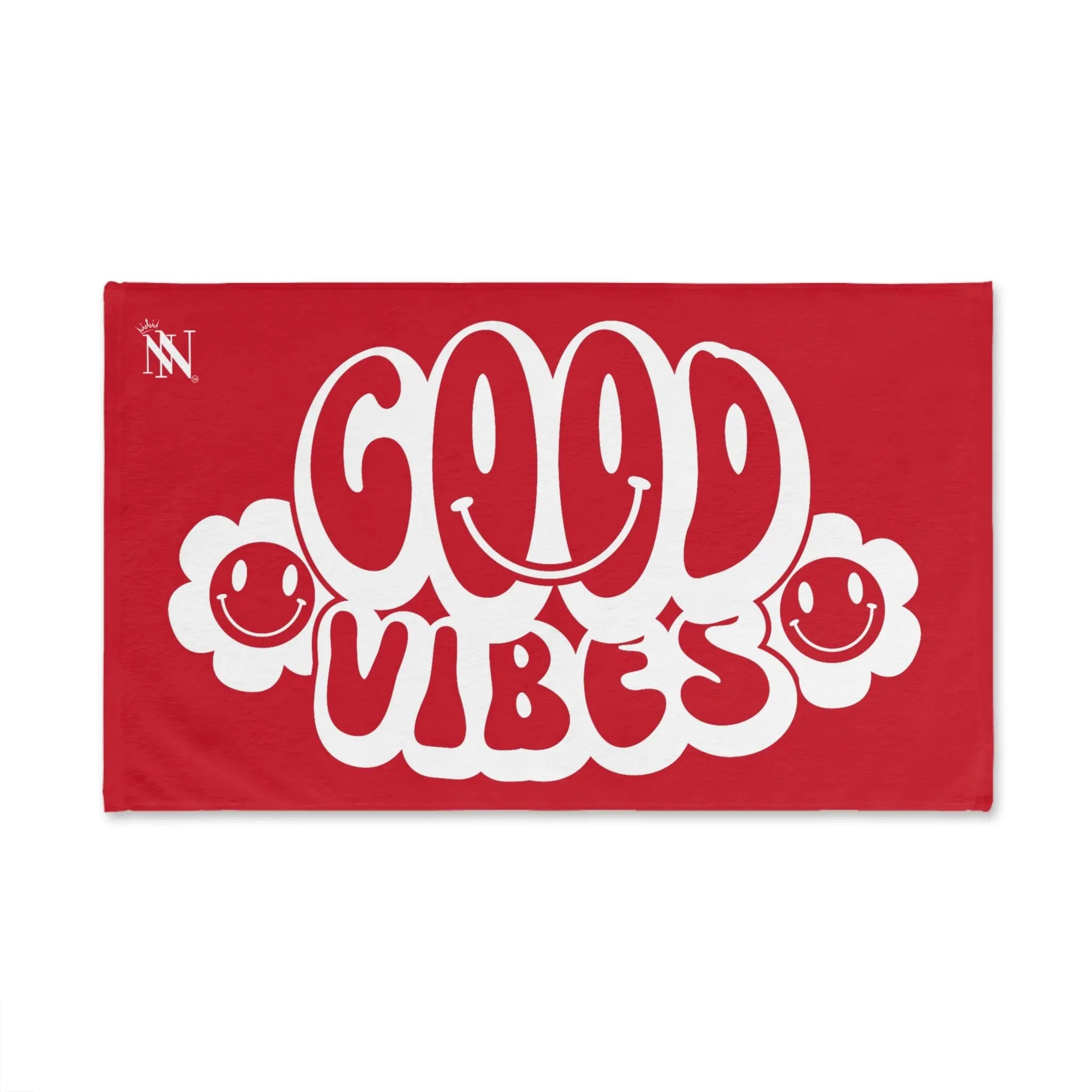 Smiley Happy Face Good Vibes Red | Mix & Match Classic Fun-Flirty Lovers’ Towels