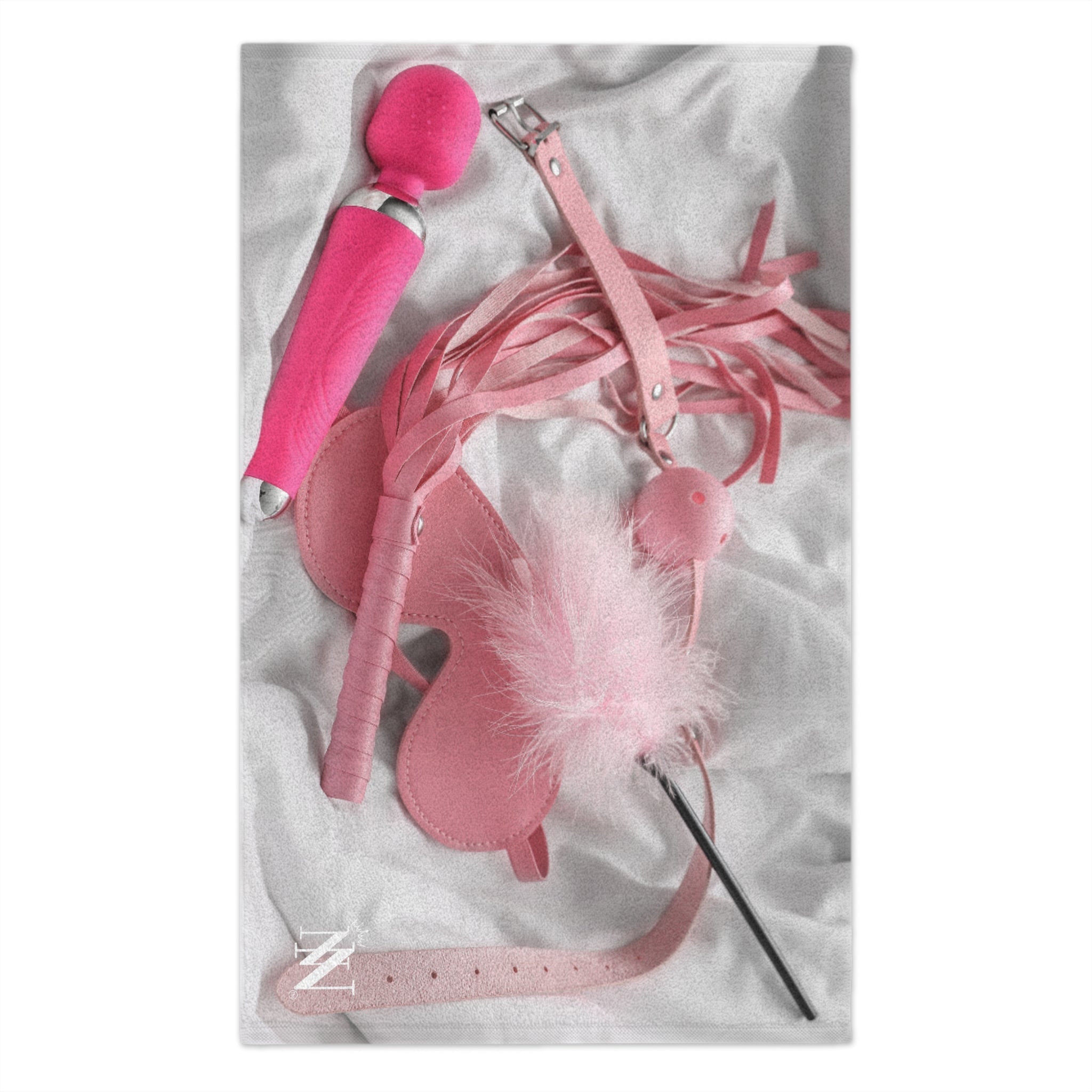 Kinky Pink Sex Toys & Feather Photograph | Mix & Match Soft Fun-Flirty Lovers’ Towels