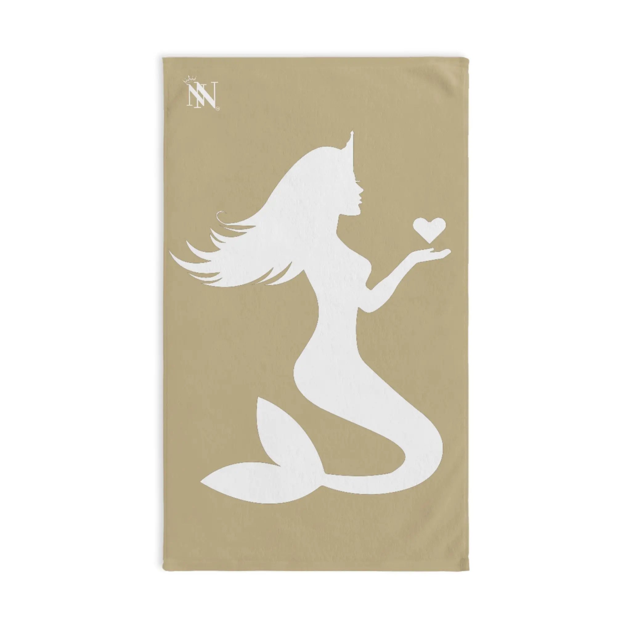 Mermaid Holding Heart Gold Cum Towel