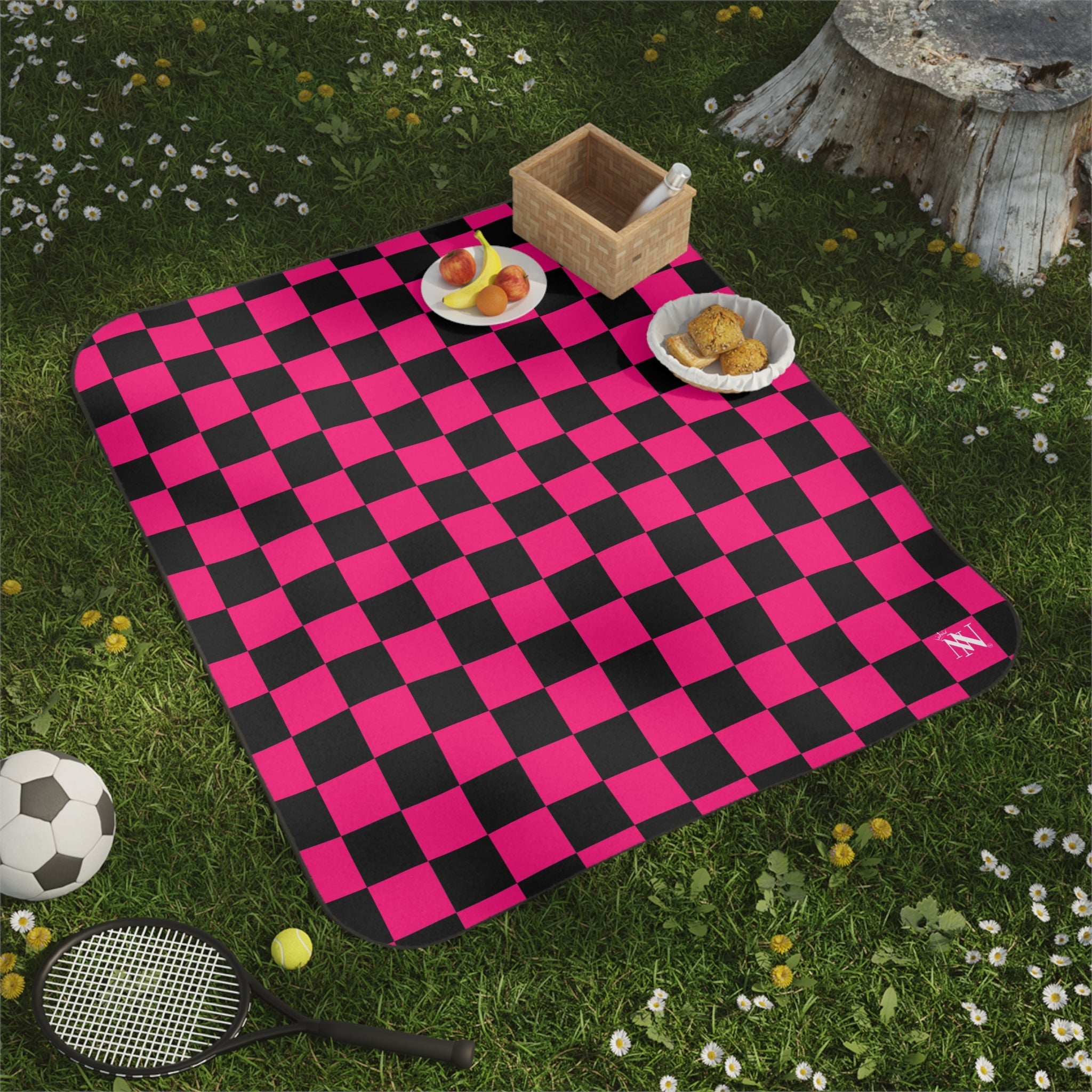 Signature Pink Black Checkers | Mix Match Fun-Flirty Lovers’ Water-Resistant Blankets