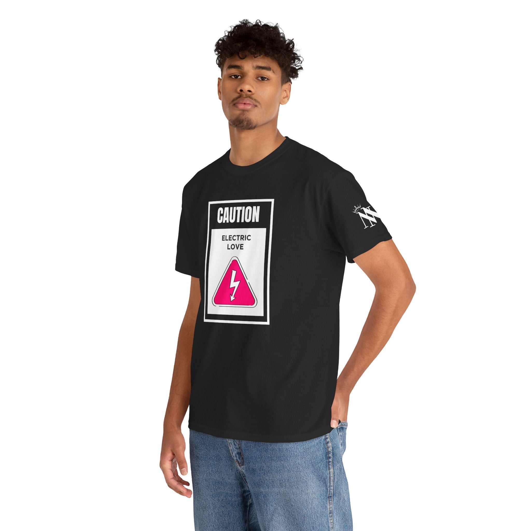 Caution Electric Love Romantic Couples Sex Gifts 100% Cotton T-Shirt