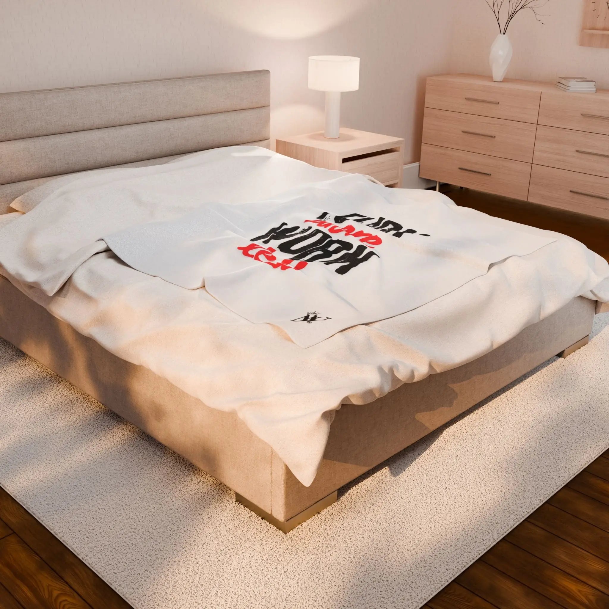 Fuck More Work Less White | Mix & Match Velveteen Fun-Flirty Lovers’ Blankets