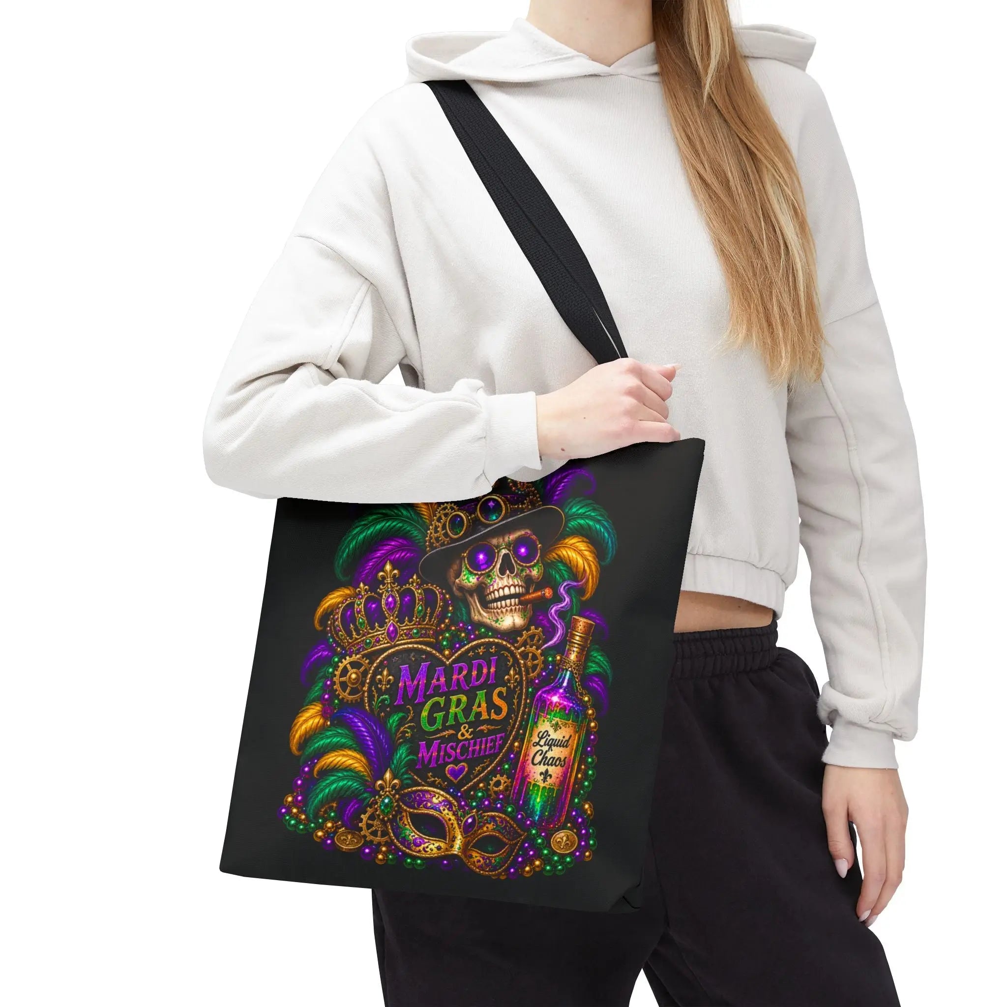 Mardi Gras & Mischief Skull Tote Bag