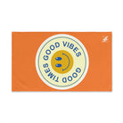 Good Times Good Vibes Happy Face Bright Orange Cum Towel