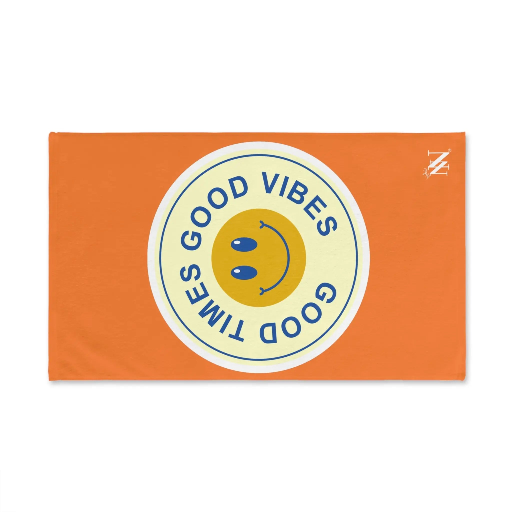 Good Times Good Vibes Happy Face Bright Orange Cum Towel