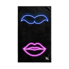 Her Lips His Mustache Neon Shareable | Mix & Match Classic Fun-Flirty Lovers’ Towels