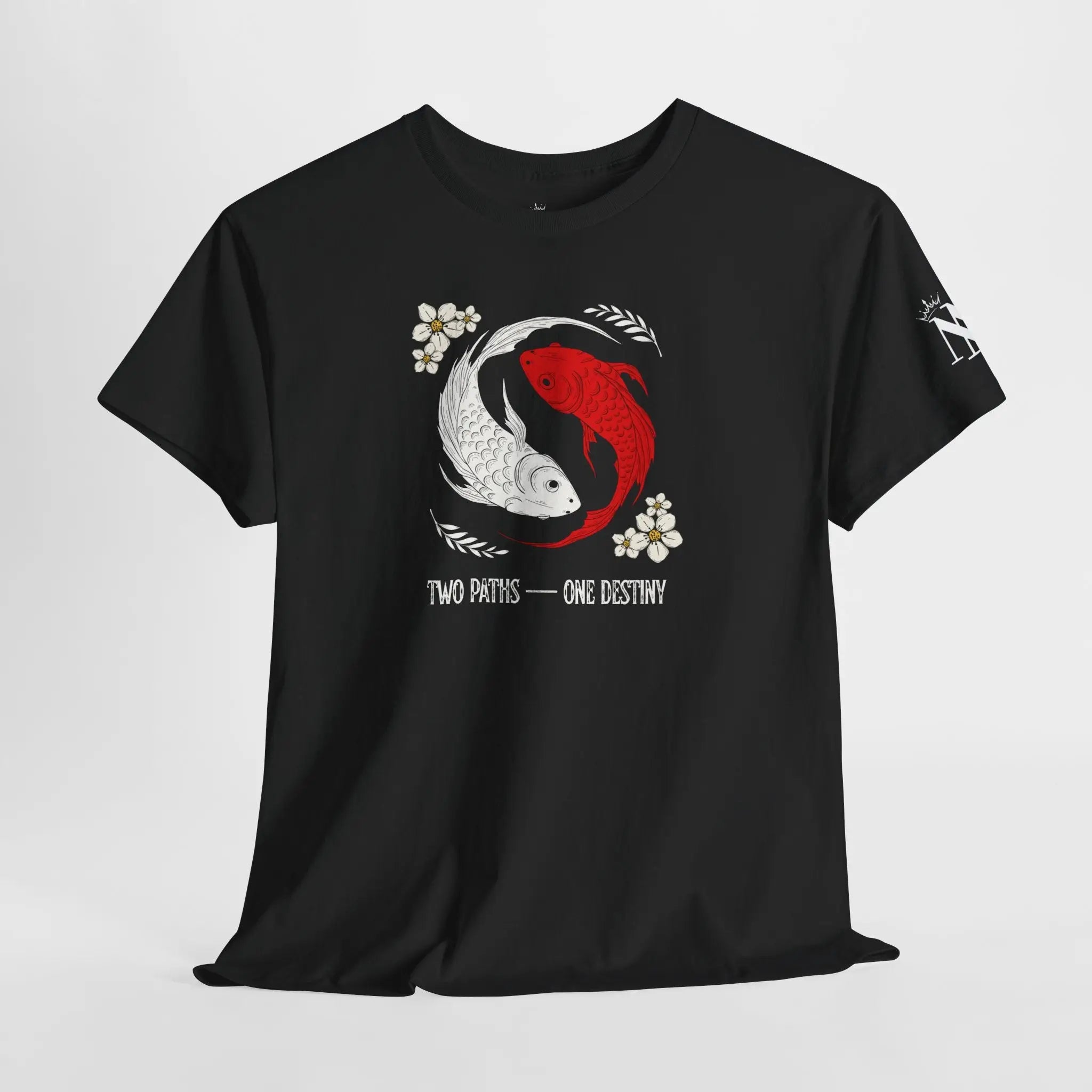Two Paths One Destiny Koi Fish Ying Yang Cotton T-Shirt